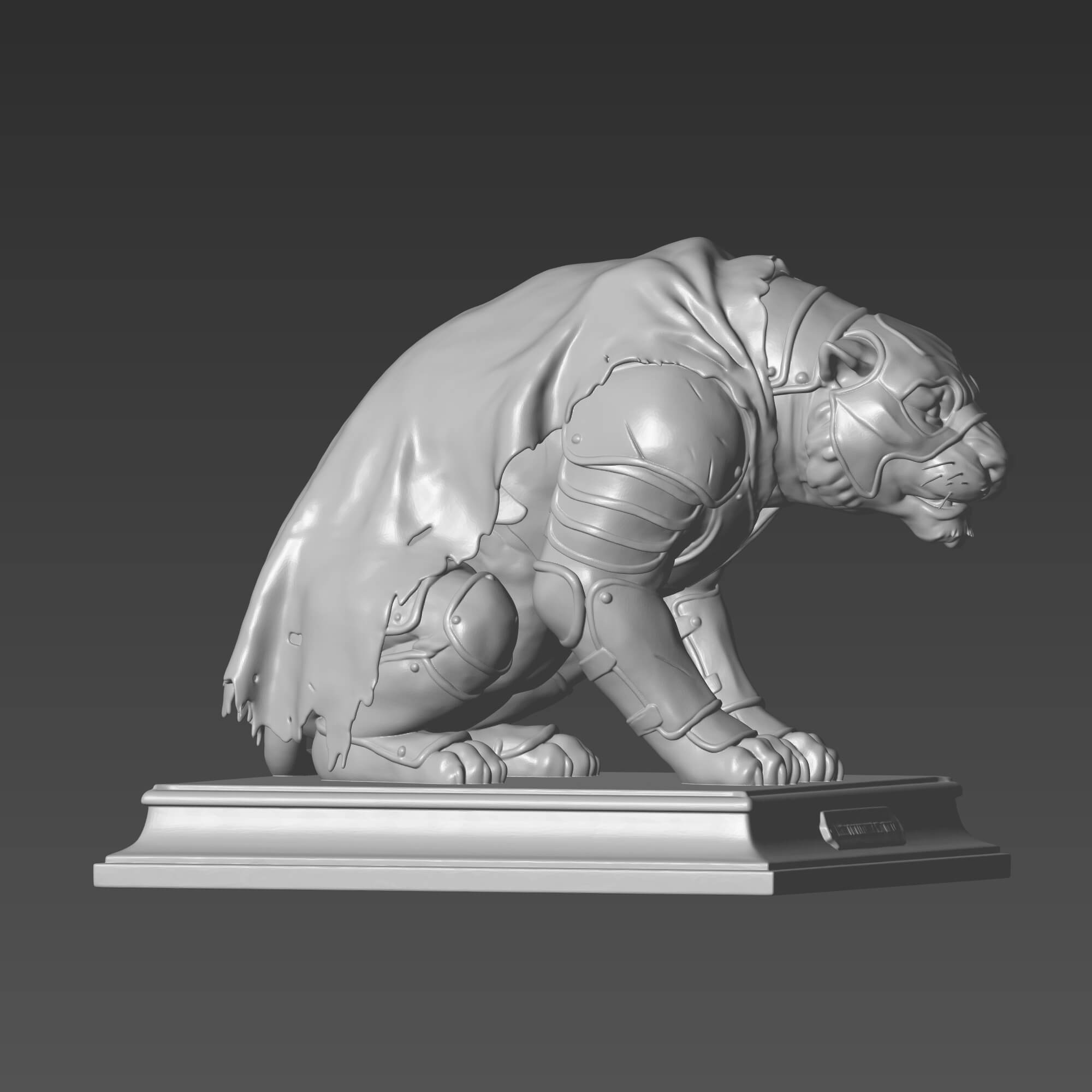 Battle Cat STL File He-Man Cringer Tiger Statue 3D Model
