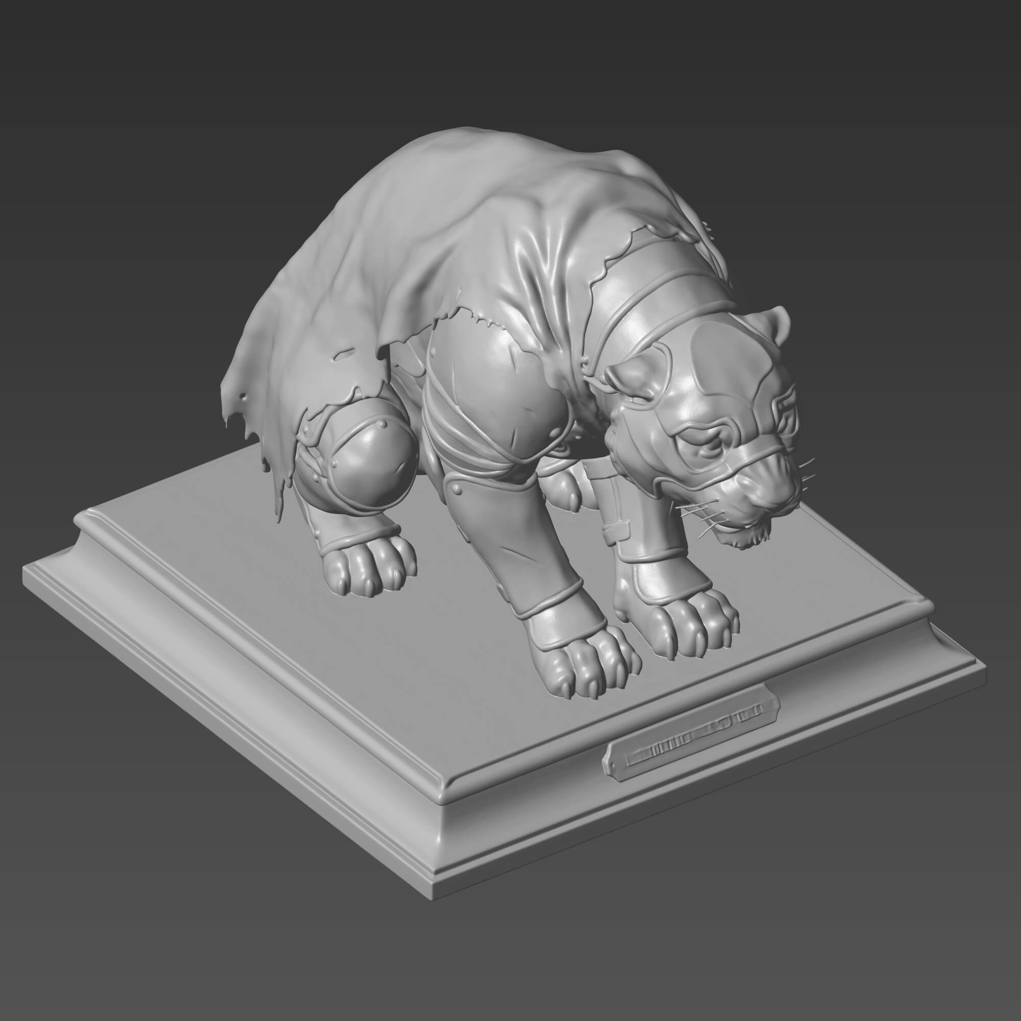Battle Cat STL File He-Man Cringer Tiger Statue 3D Model