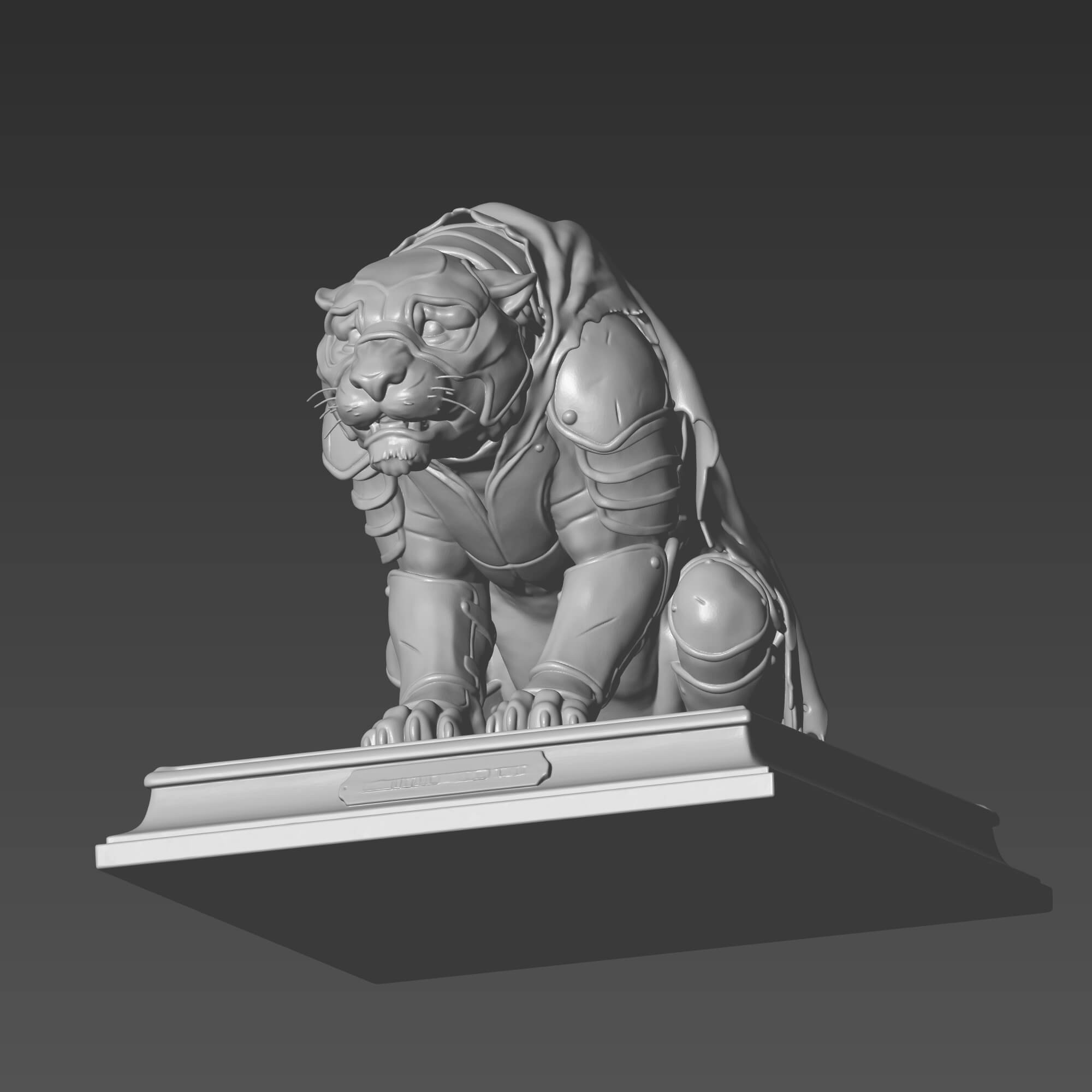 Battle Cat STL File He-Man Cringer Tiger Statue 3D Model