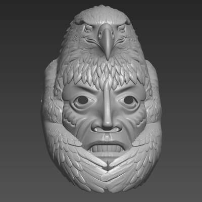 Eagle Shaman Mask STL File, Tribal Wall Art 3D Print