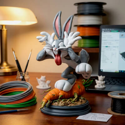 Bugs Bunny 3D STL File Looney Tunes Figurine