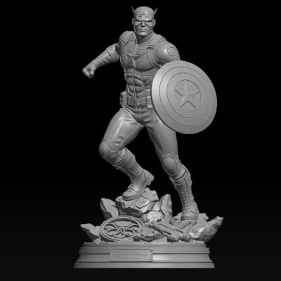Captain America STL File for 3D Printing Avenger Superhero