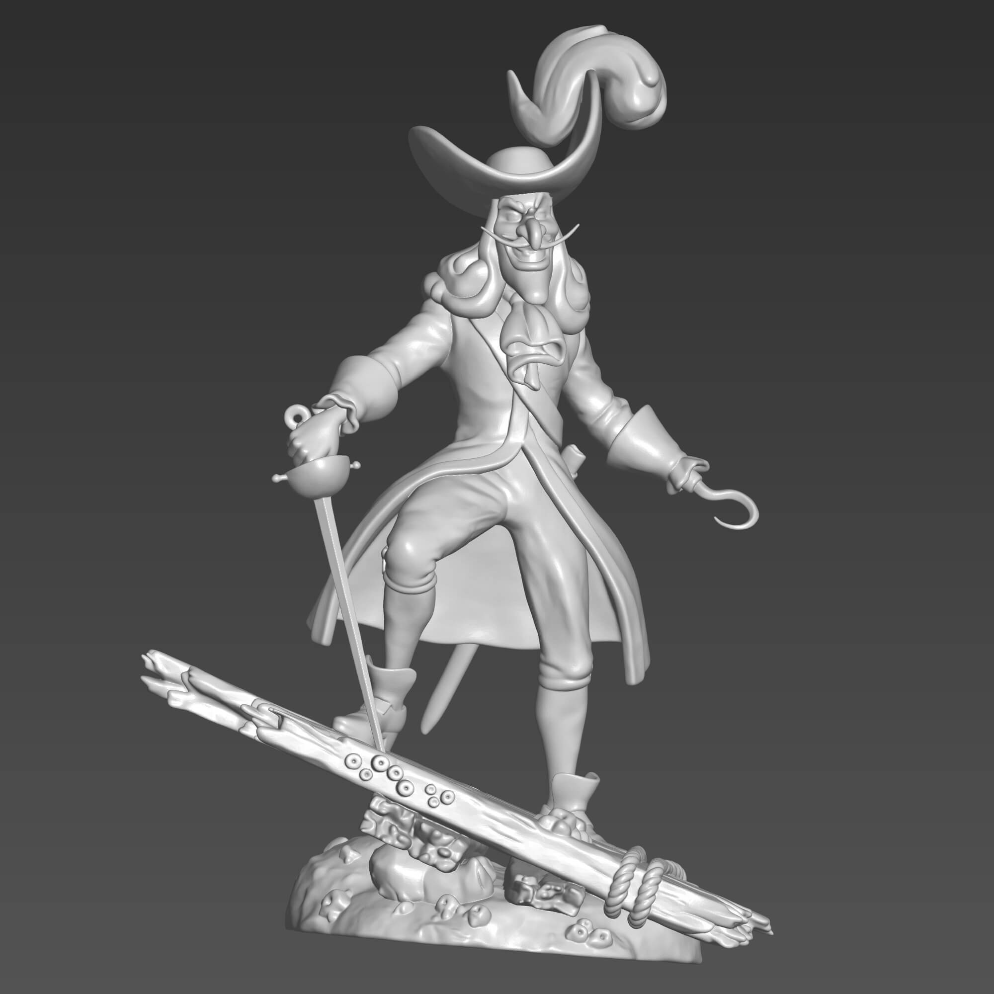 Captain Hook 3D Print STL File Pirate Captain Miniature 3D Model