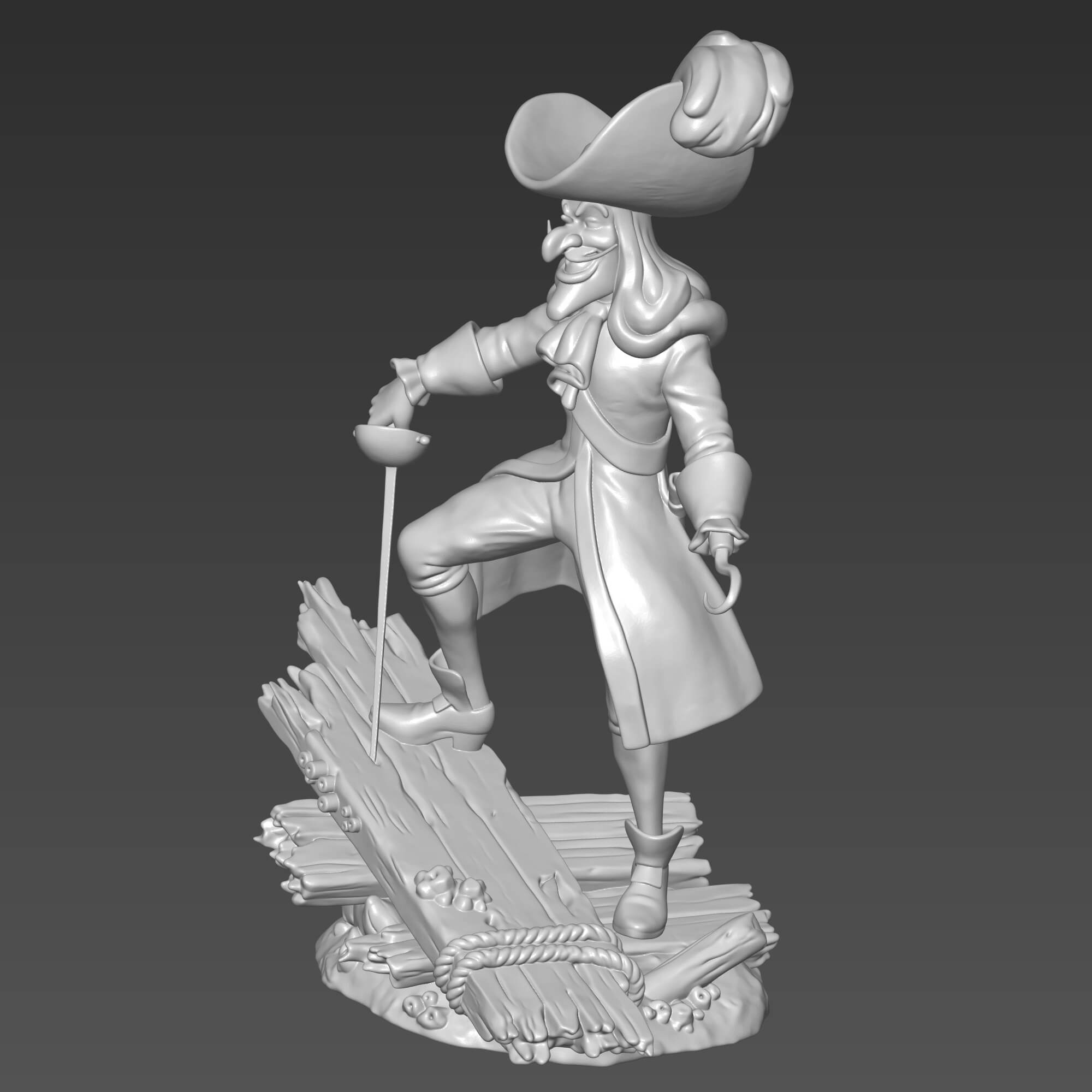 Captain Hook 3D Print STL File Pirate Captain Miniature 3D Model