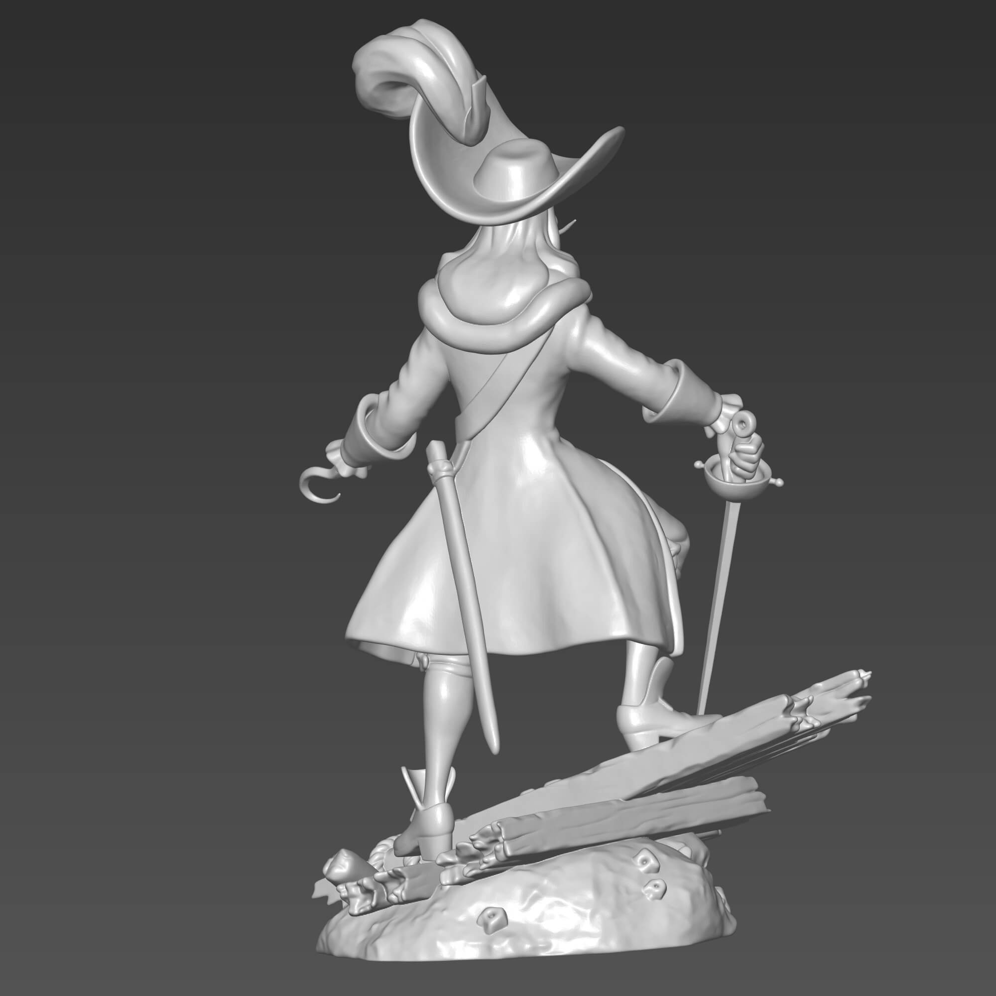 Captain Hook 3D Print STL File Pirate Captain Miniature 3D Model