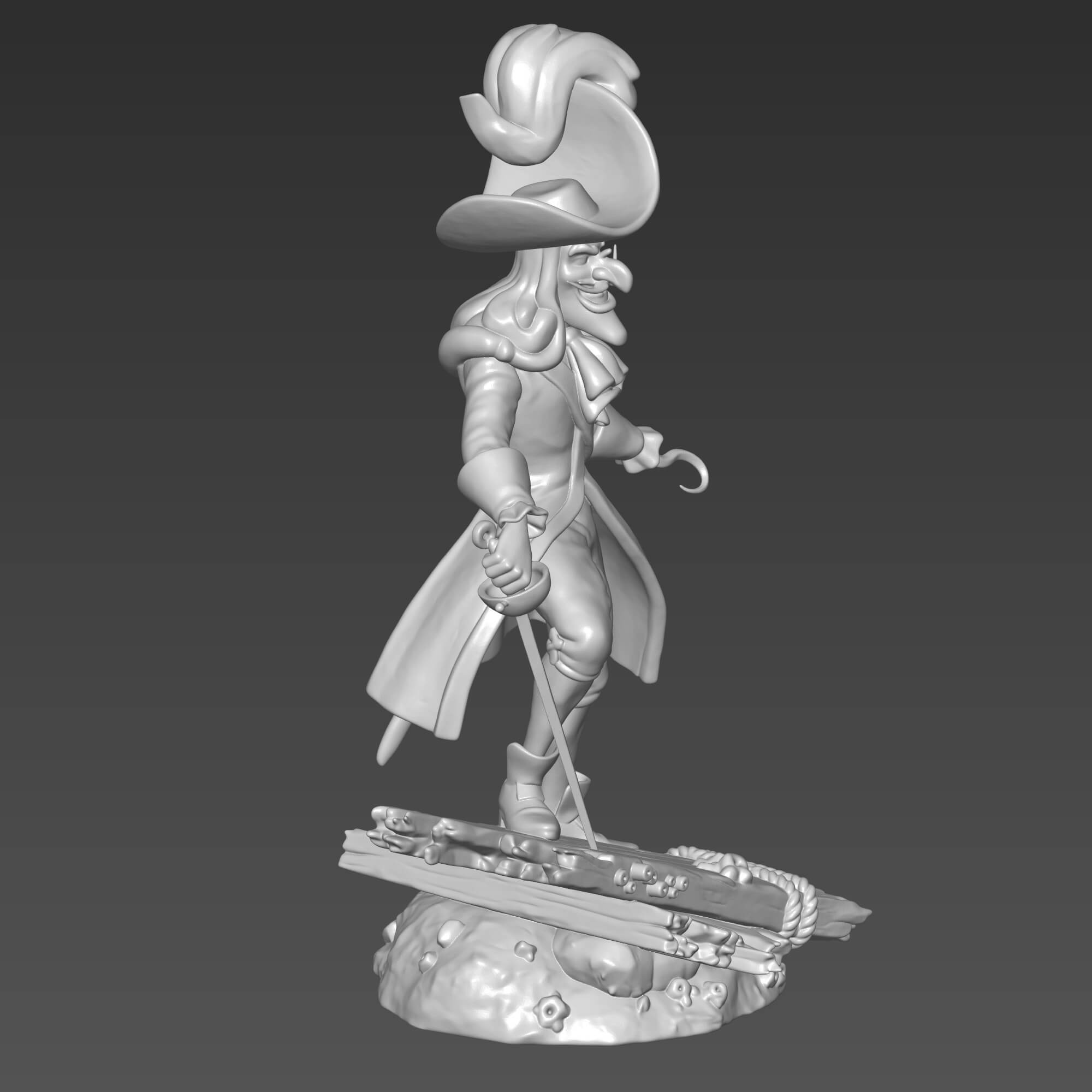 Captain Hook 3D Print STL File Pirate Captain Miniature 3D Model