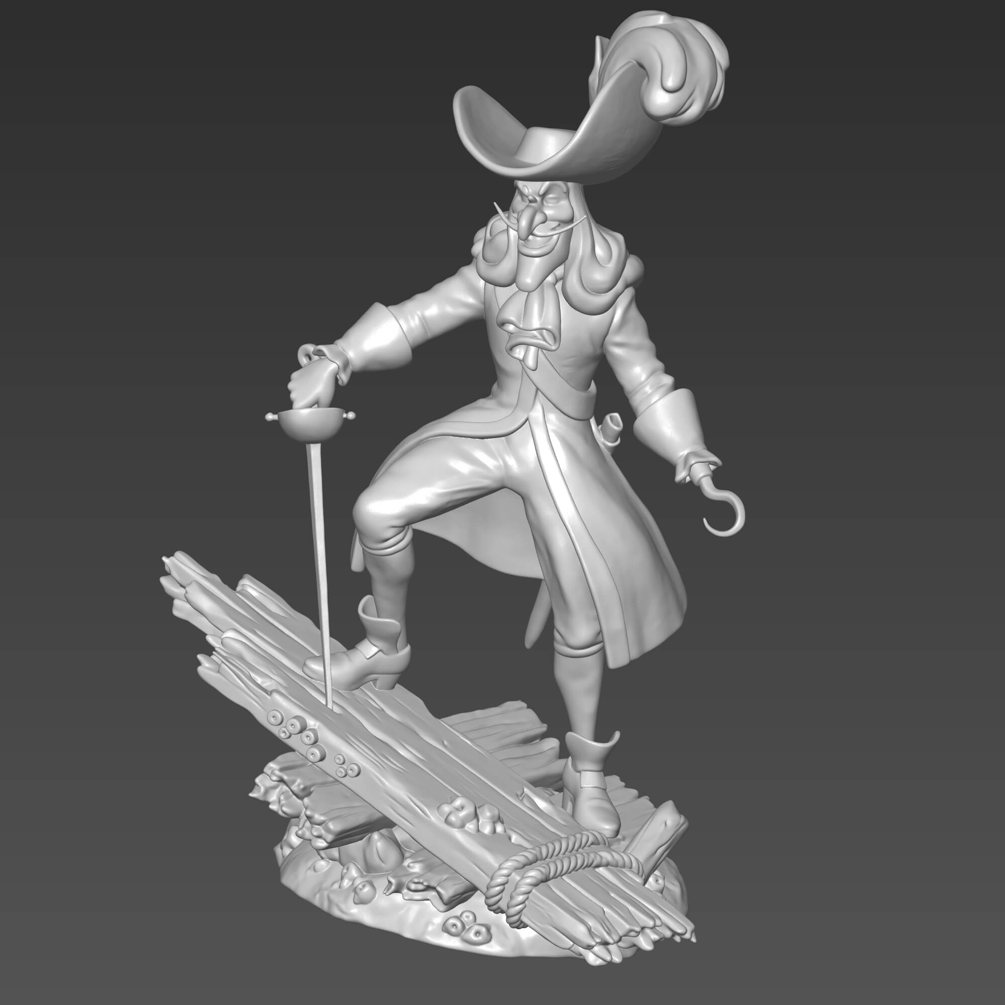 Captain Hook 3D Print STL File Pirate Captain Miniature 3D Model
