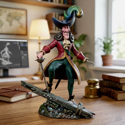Captain Hook 3D Print STL File Pirate Captain Miniature