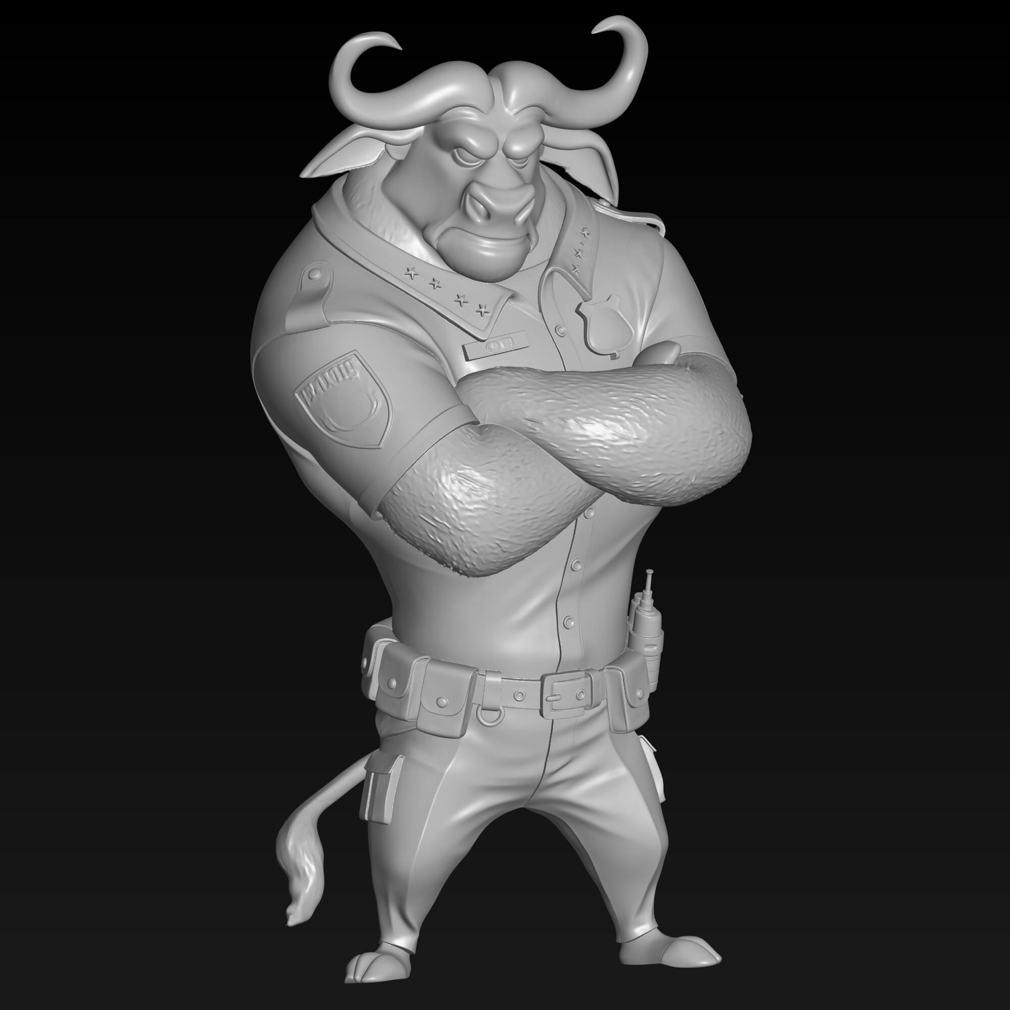 Chief Bogo 3D STL File Zootopia Buffalo Police Chief Figure 3D Model