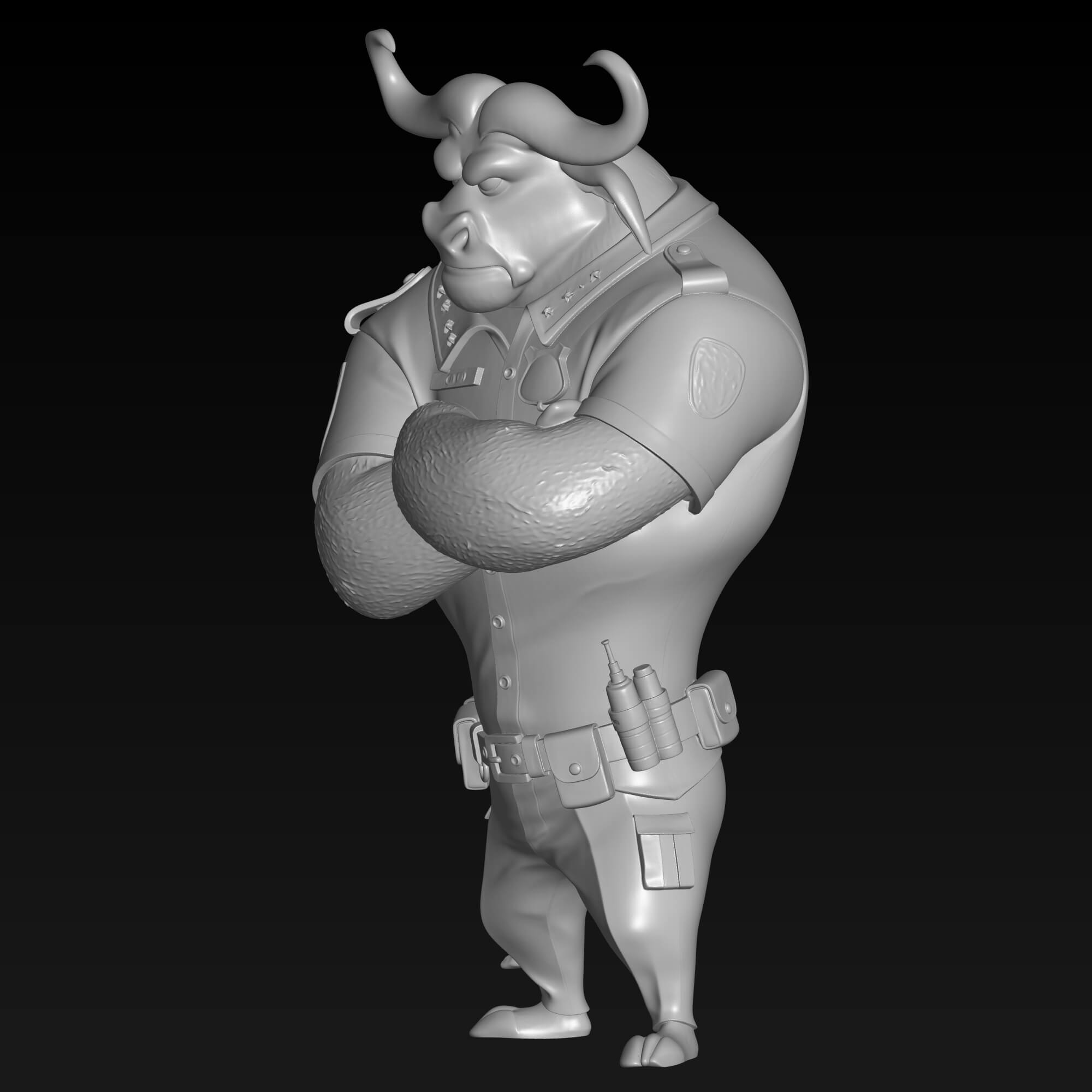 Chief Bogo 3D STL File Zootopia Buffalo Police Chief Figure 3D Model