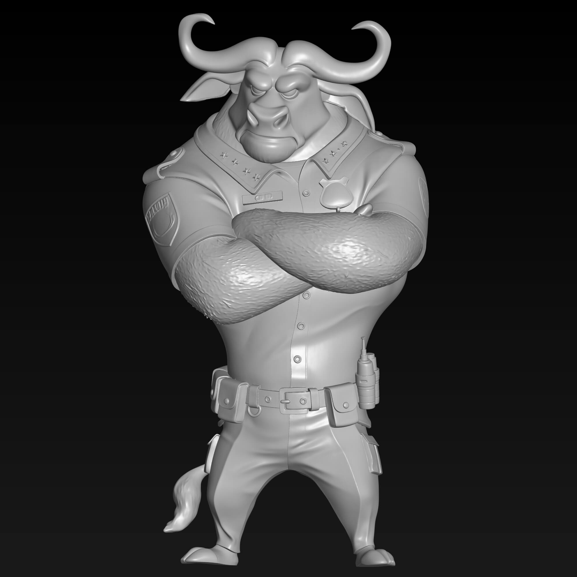 Chief Bogo 3D STL File Zootopia Buffalo Police Chief Figure 3D Model