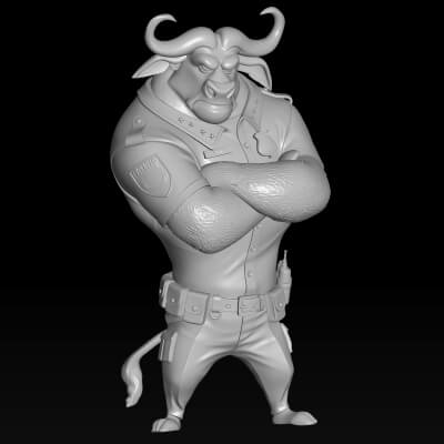 Chief Bogo 3D STL File Zootopia Buffalo Police Chief Figure
