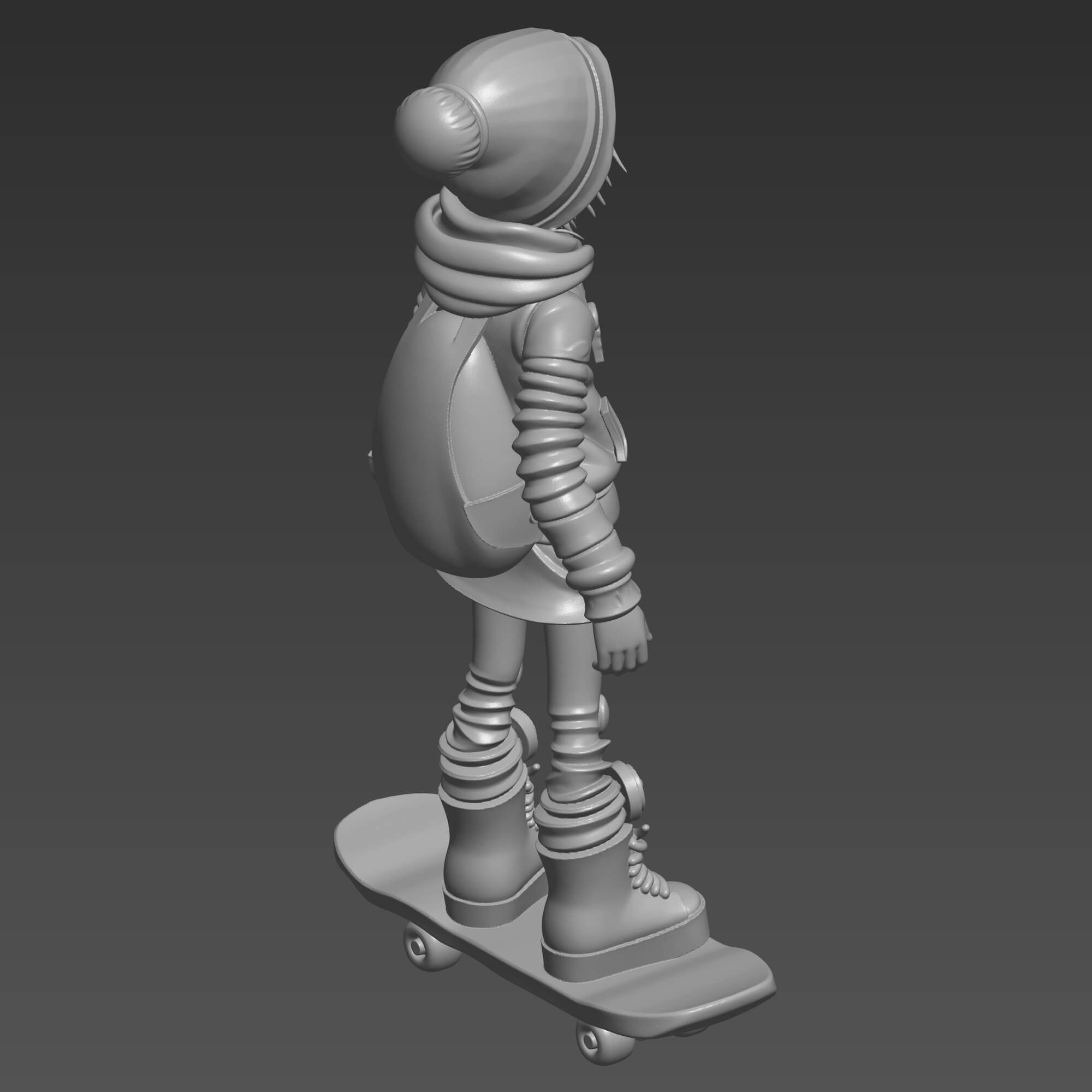 Cute Skater Girl 3D STL File Stylized Skateboarder Girl 3D Model