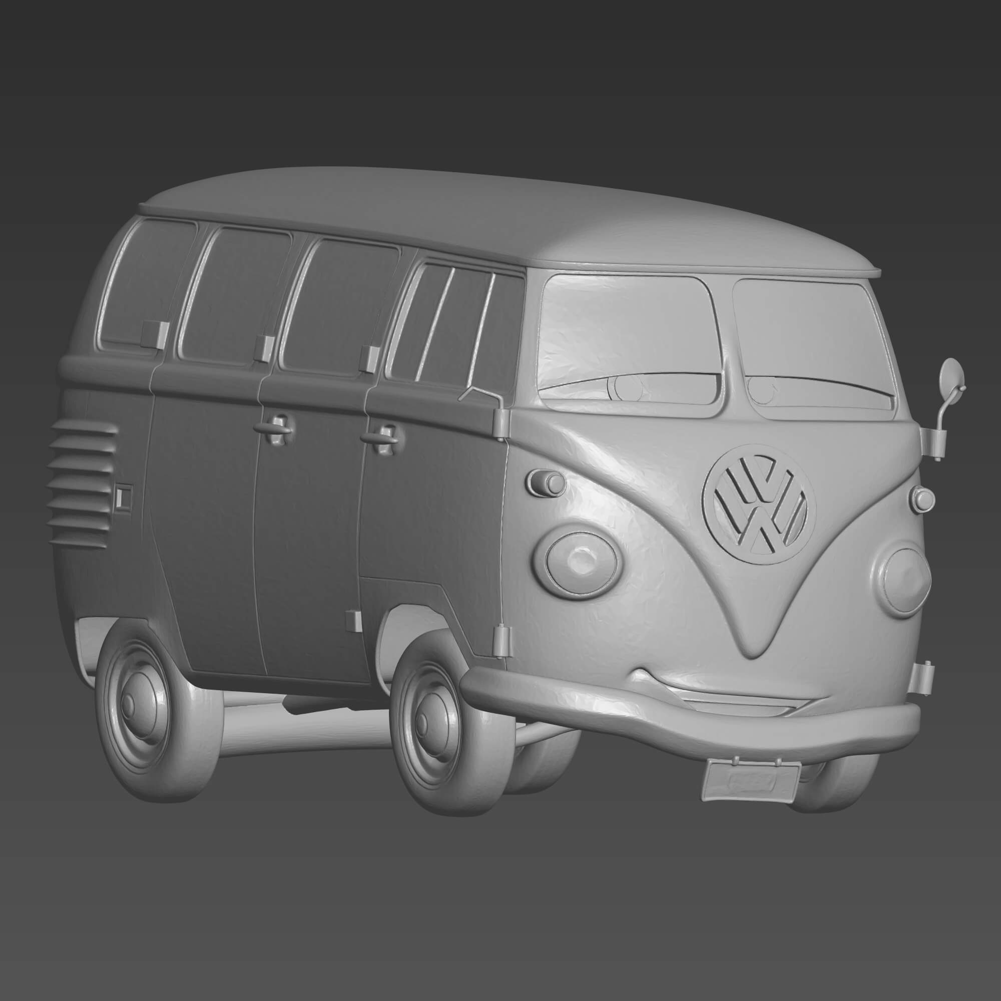 Fillmore VW Bus 3D STL File - The Cars Figure Digital Model 3D Model