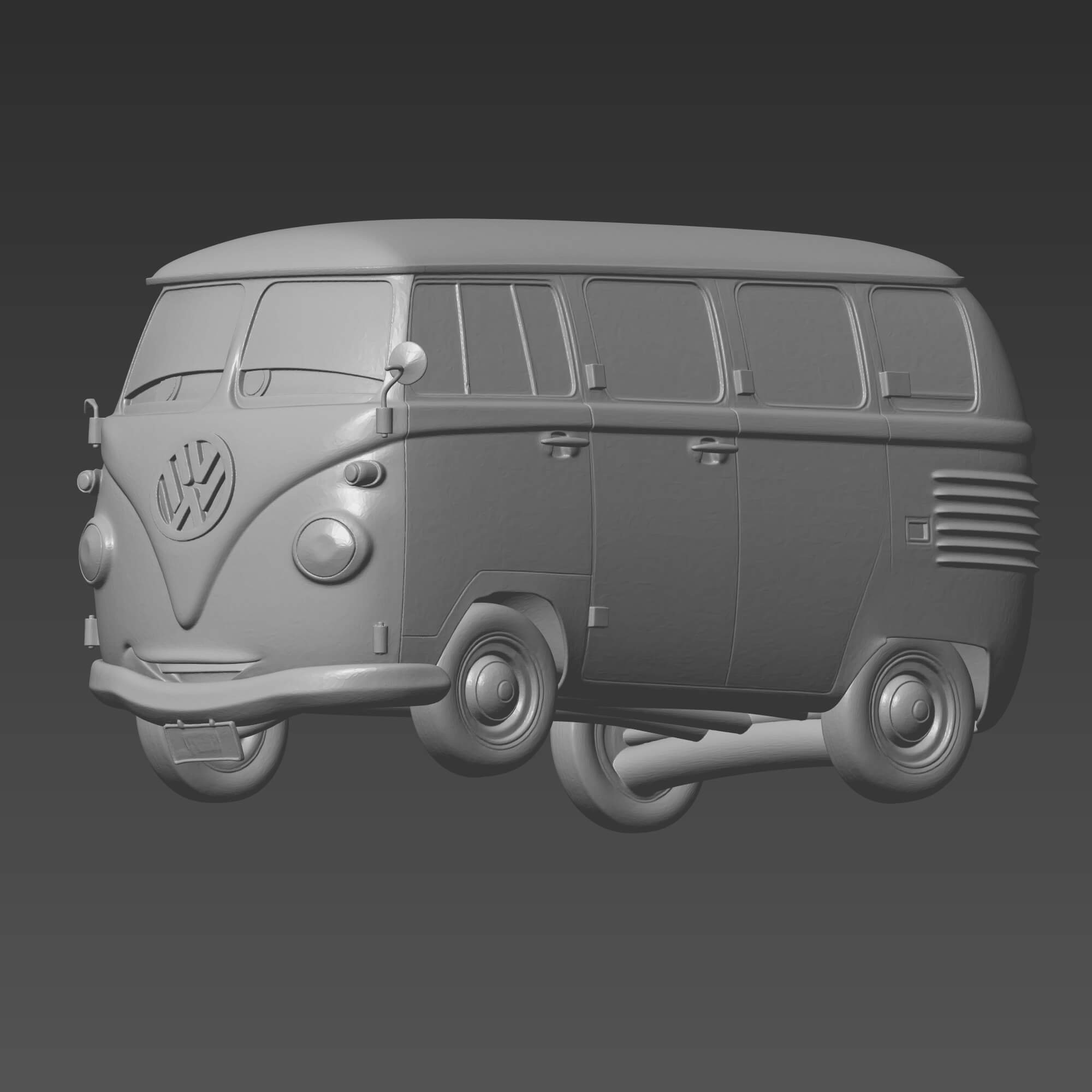 Fillmore VW Bus 3D STL File - The Cars Figure Digital Model 3D Model