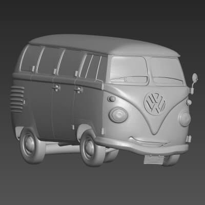 Fillmore VW Bus 3D STL File - The Cars Figure Digital Model
