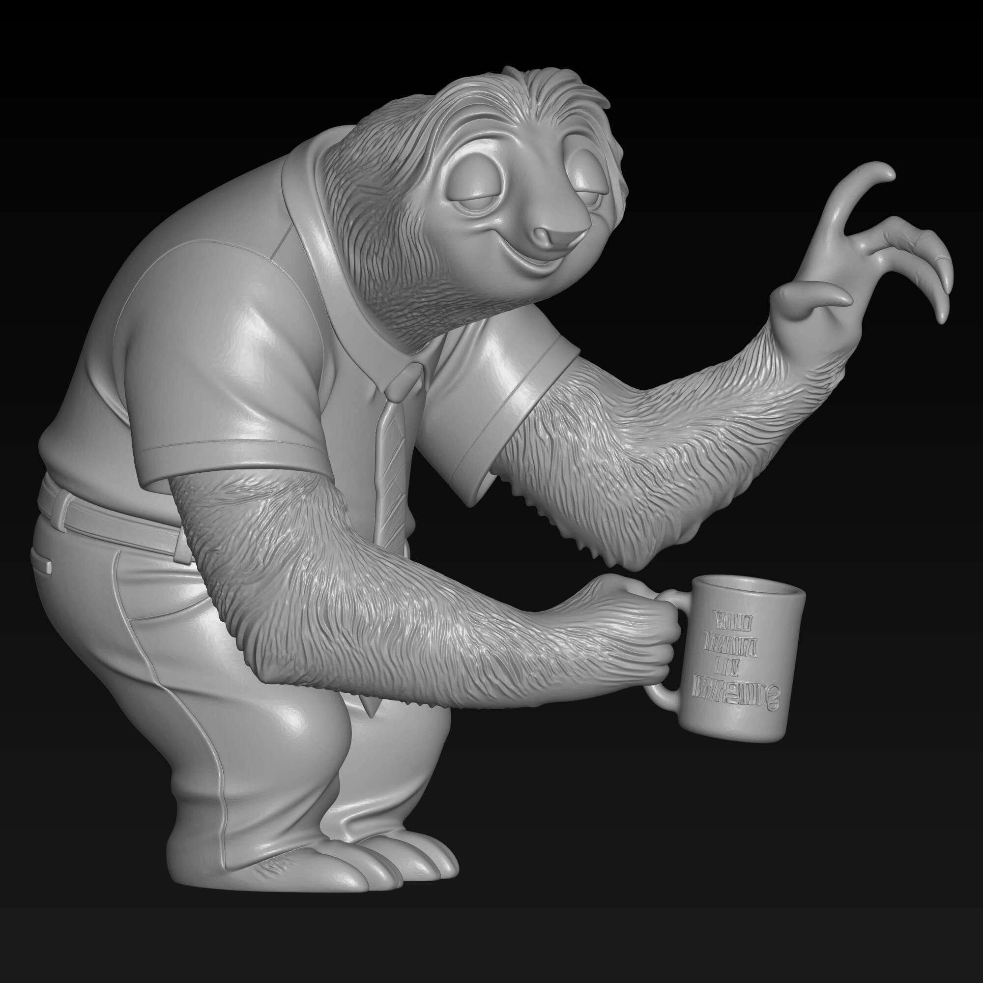 Flash Sloth 3D STL File - Zootopia Character Sculpture 3D Model