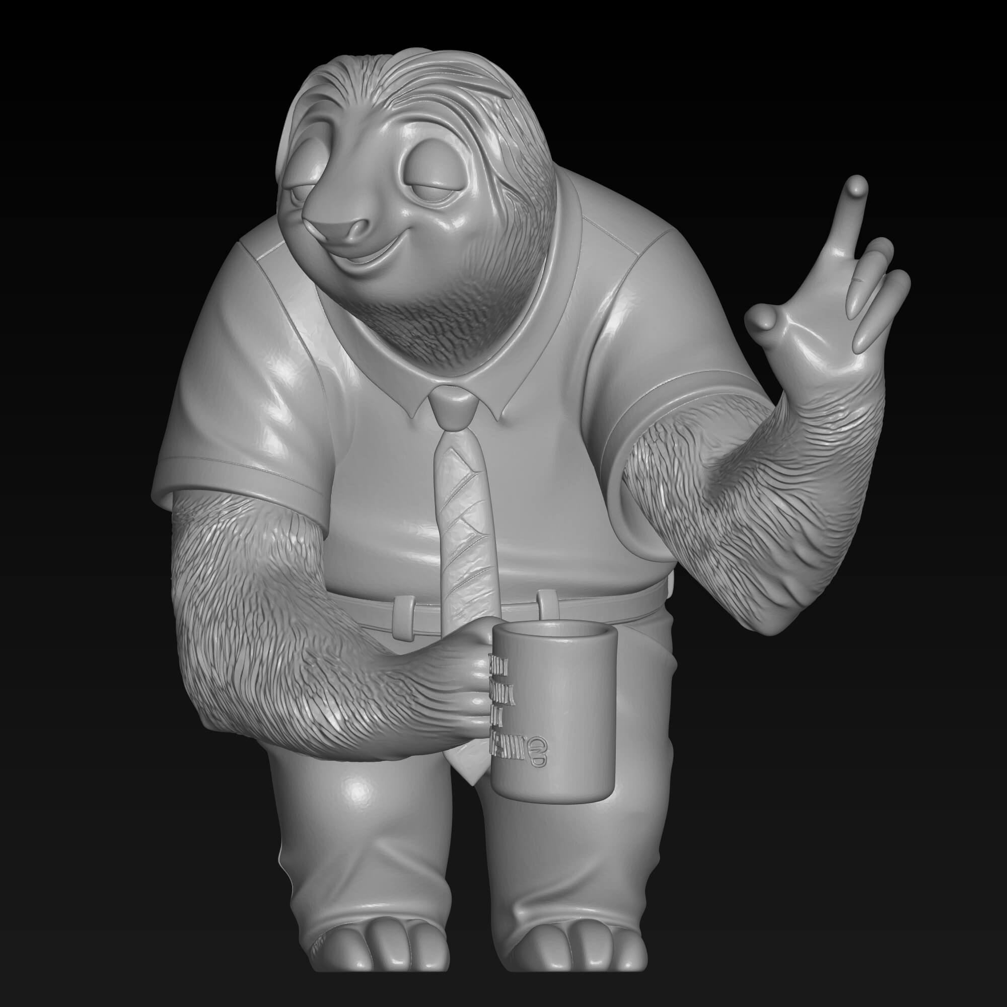 Flash Sloth 3D STL File - Zootopia Character Sculpture 3D Model