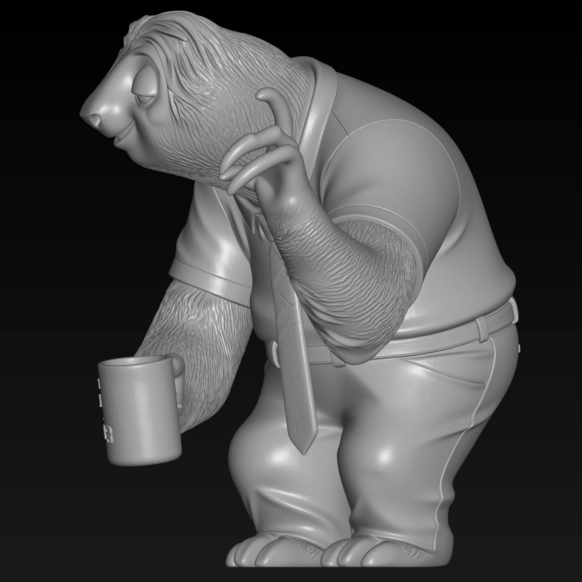 Flash Sloth 3D STL File - Zootopia Character Sculpture 3D Model