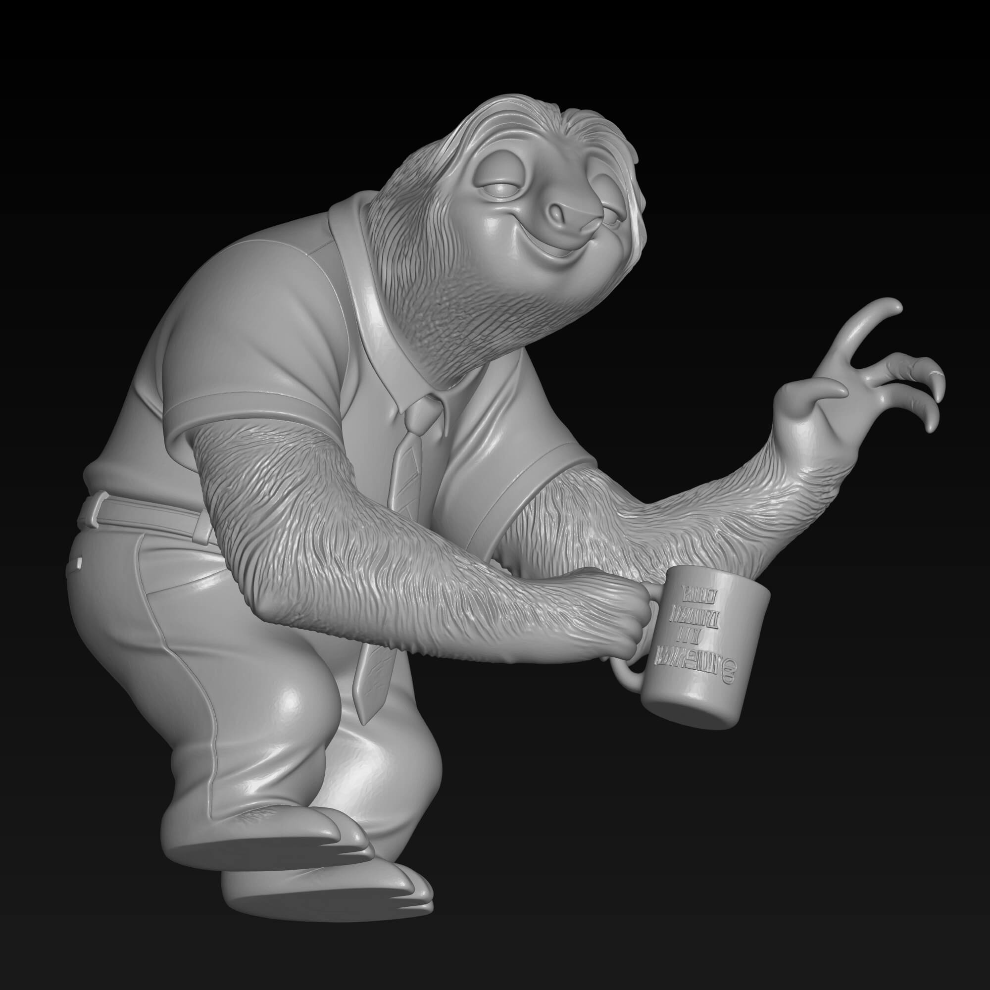 Flash Sloth 3D STL File - Zootopia Character Sculpture 3D Model