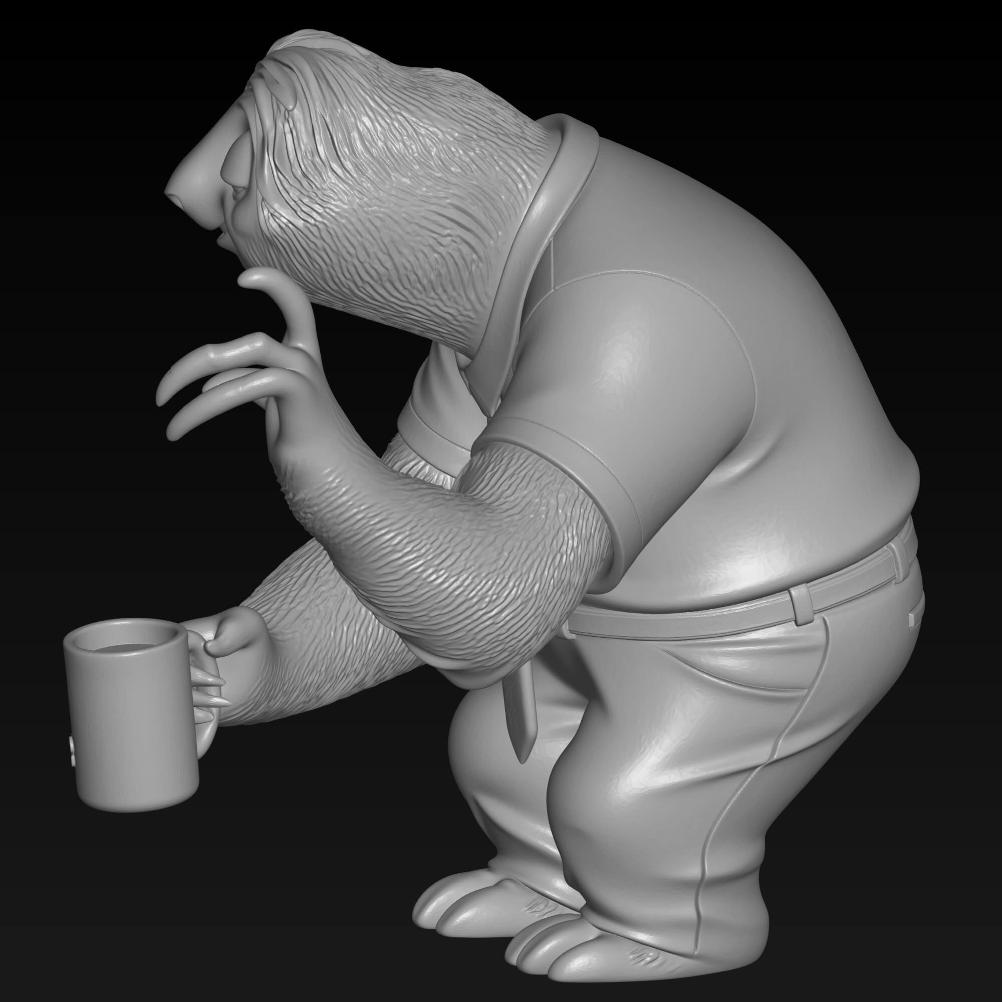 Flash Sloth 3D STL File - Zootopia Character Sculpture 3D Model