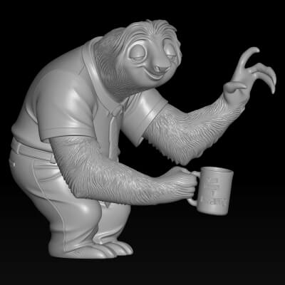 Flash Sloth 3D STL File - Zootopia Character Sculpture