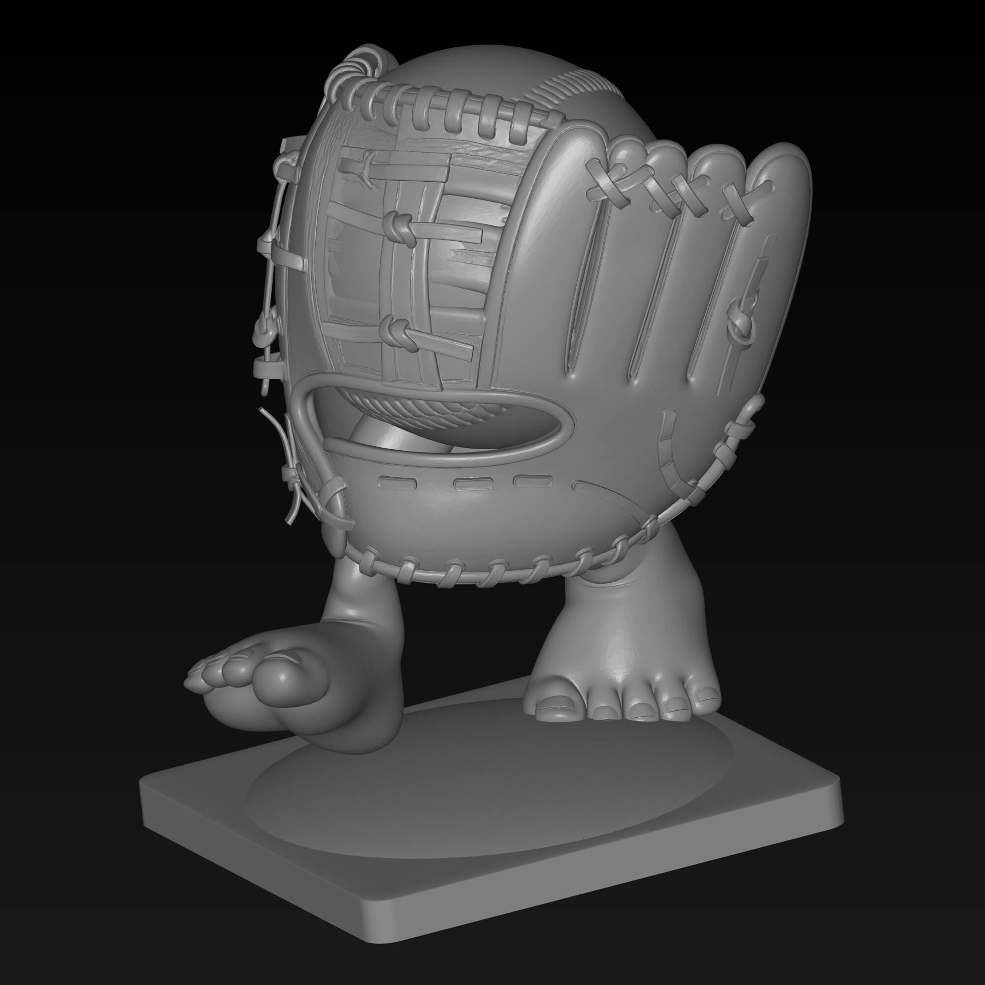 Funny Baseball Glove Character STL File for 3D Printing 3D Model