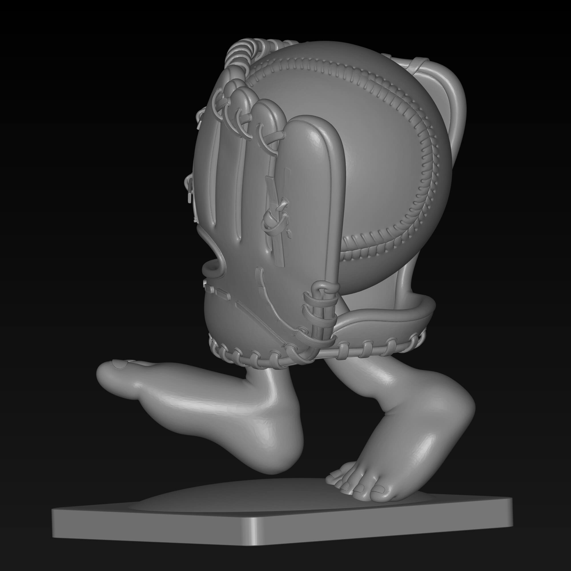 Funny Baseball Glove Character STL File for 3D Printing 3D Model