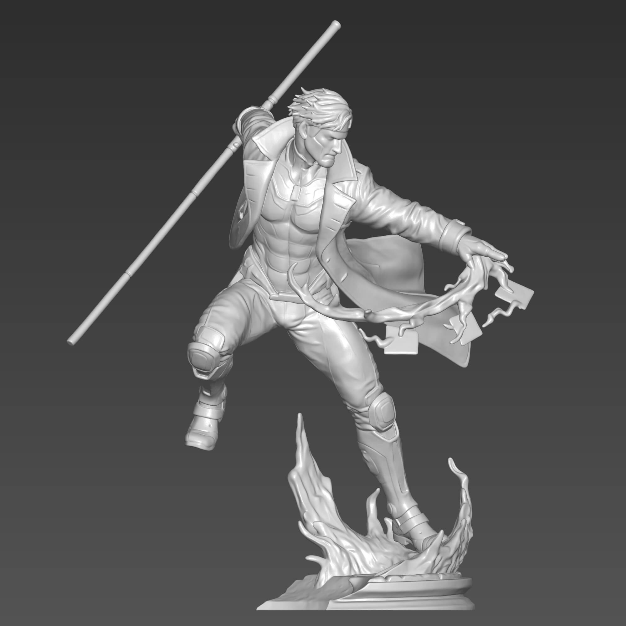 Gambit STL File for 3D Printing X-Men Mutant Miniature 3D Model
