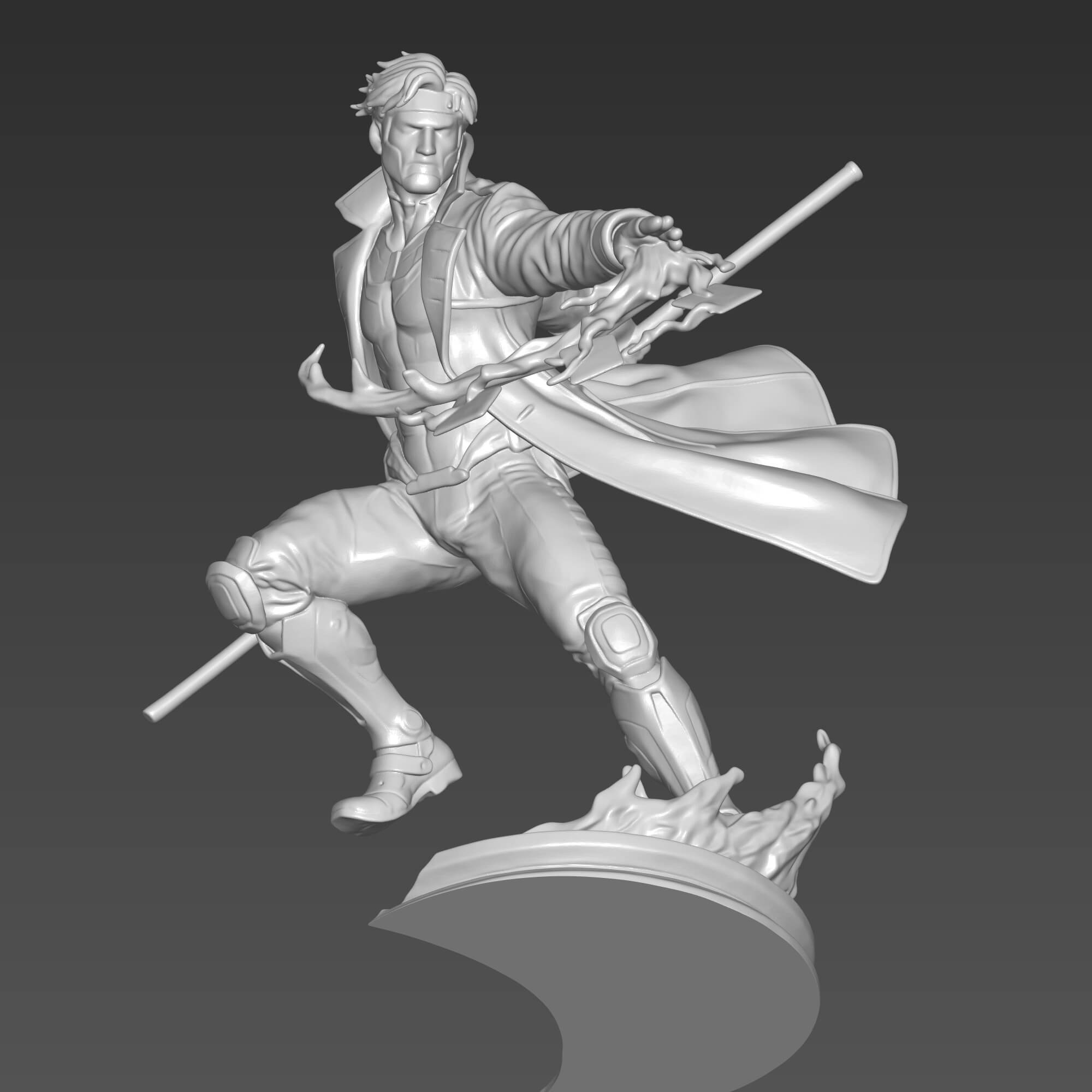 Gambit STL File for 3D Printing X-Men Mutant Miniature 3D Model