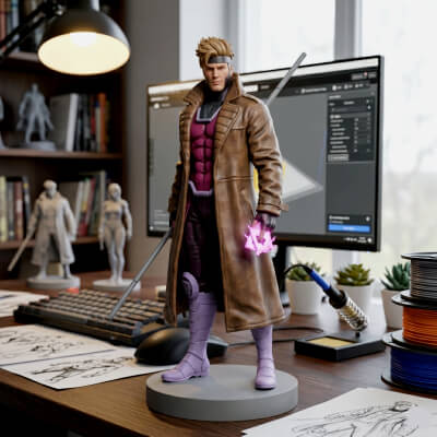 Gambit STL File for 3D Printing X-Men Remy LeBeau Figure