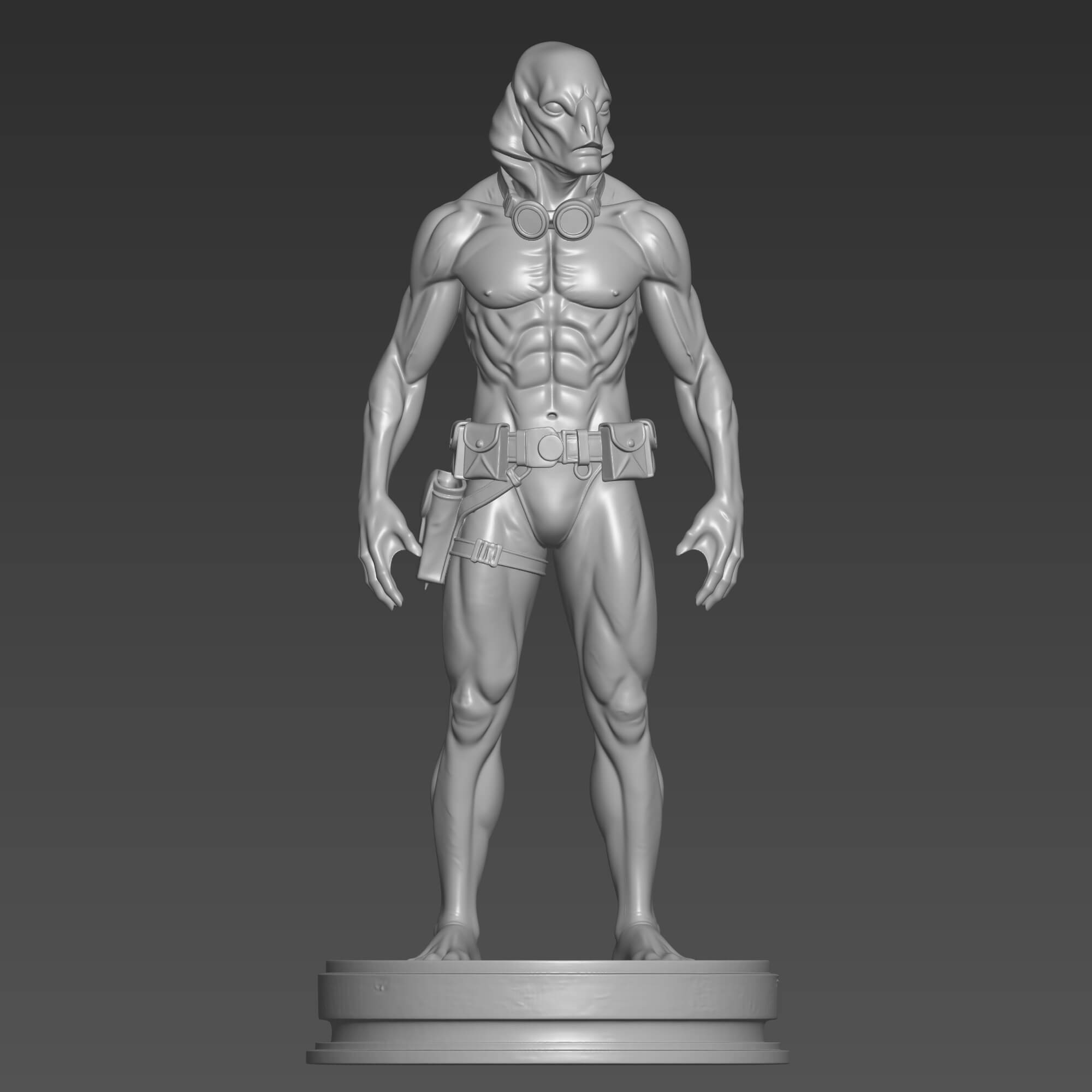 High-Detail Abe Sapien Figure STL File - Hellboy Character 3D Model