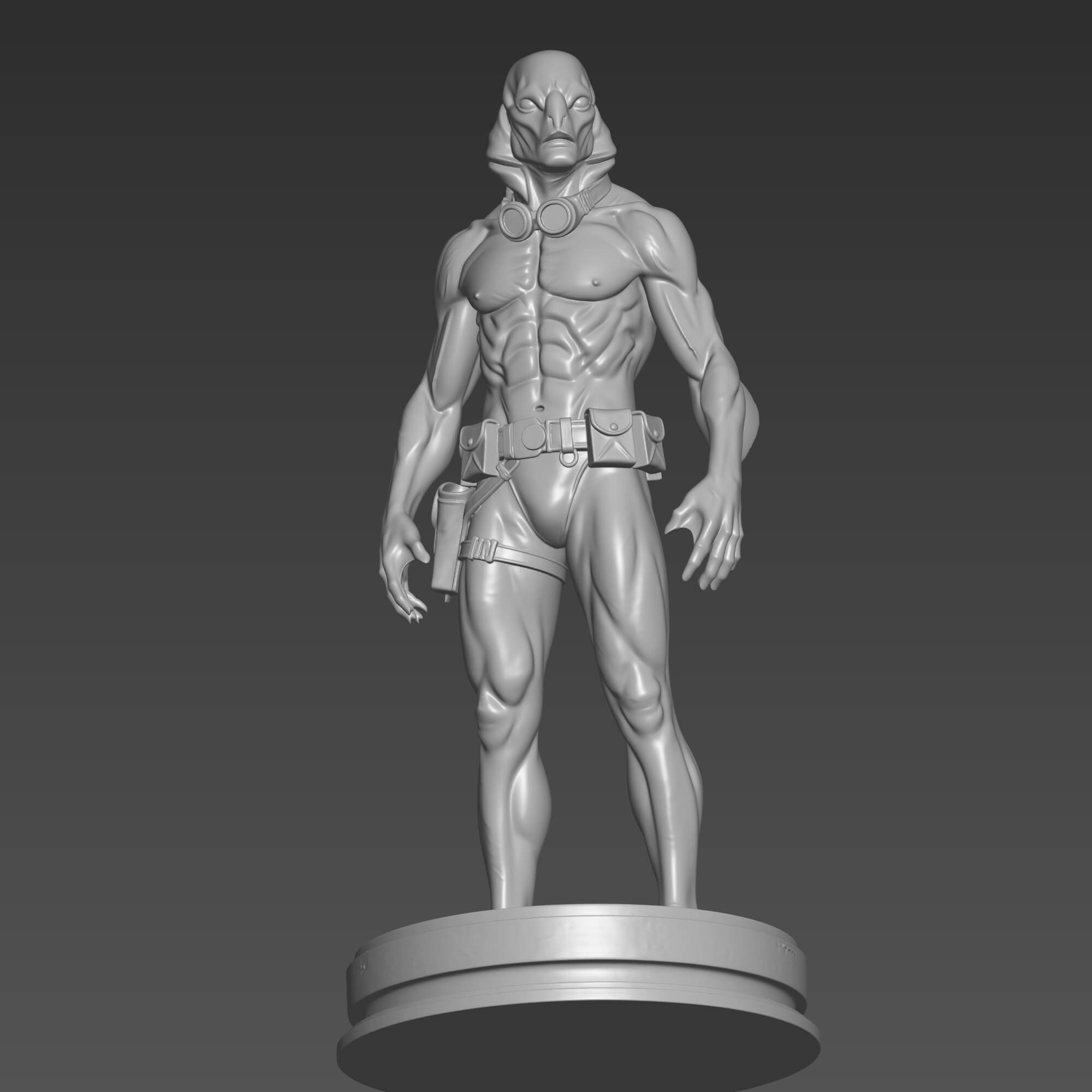 High-Detail Abe Sapien Figure STL File - Hellboy Character 3D Model