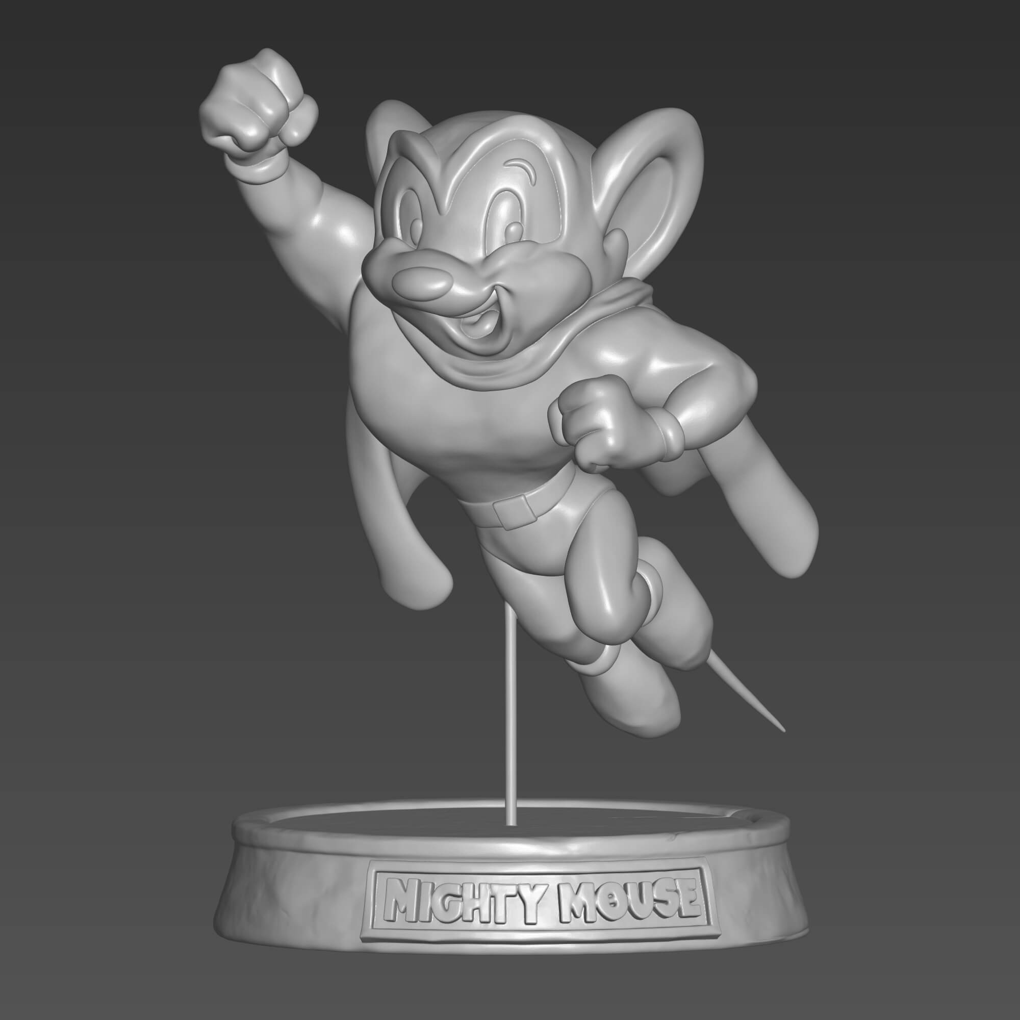Mighty Mouse 3D Model STL File - High-Quality Retro Figurine 3D Model