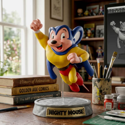 Mighty Mouse 3D Model STL File - High-Quality Retro Figurine