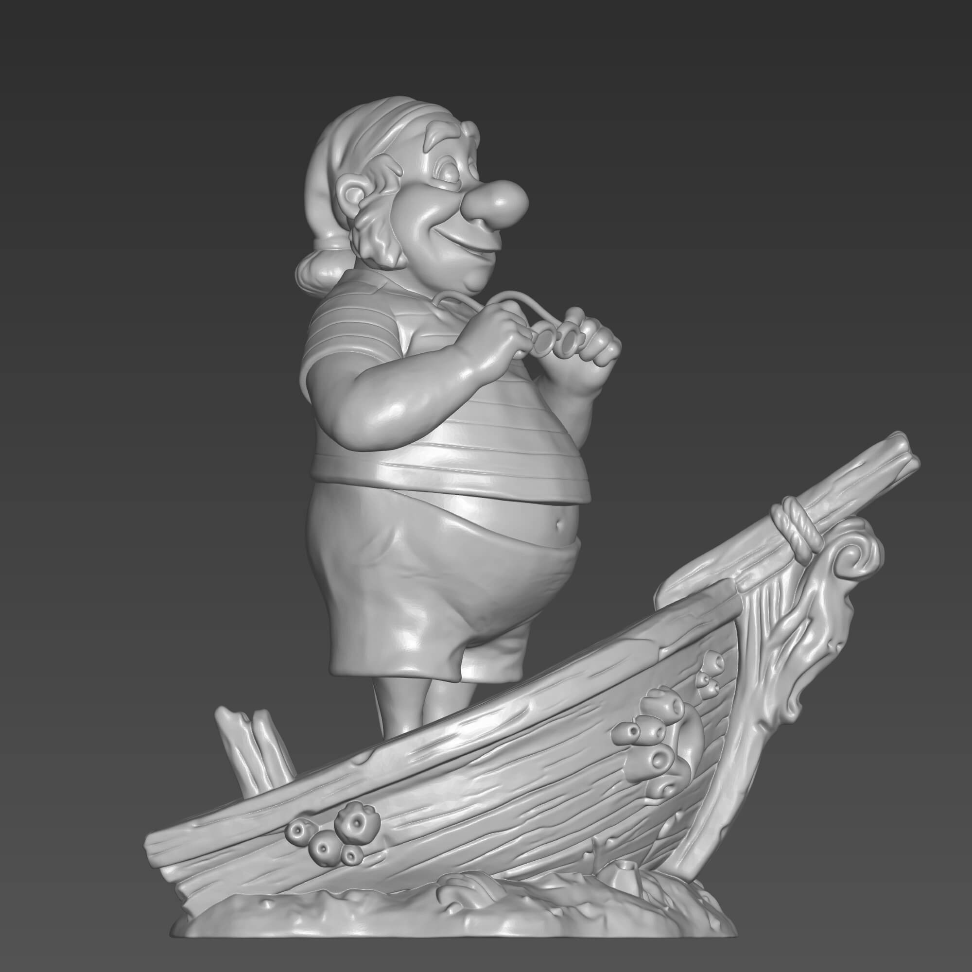 Mr. Smee 3D Model STL File Disney Pirate Figure 3D Model