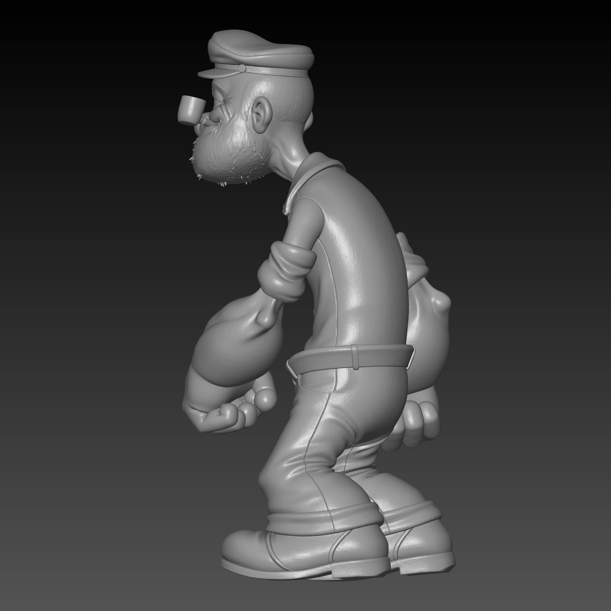 Poopdeck Pappy 3D STL File Popeyes Father Figurine 3D Model