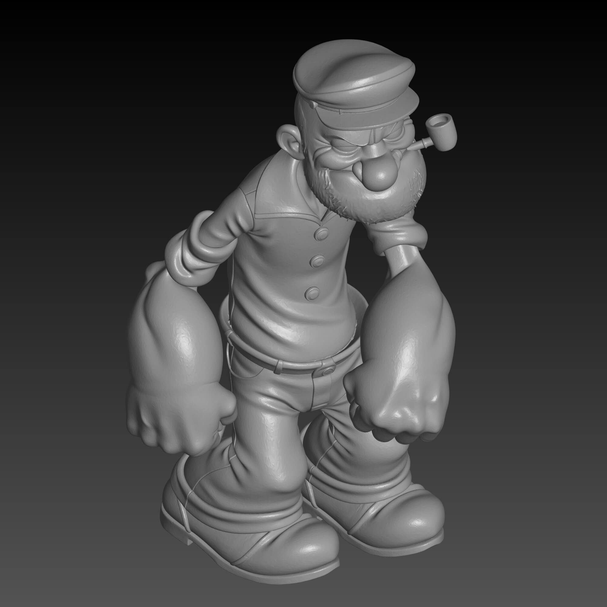 Poopdeck Pappy 3D STL File Popeyes Father Figurine 3D Model