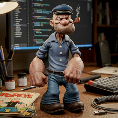 Poopdeck Pappy 3D STL File, Popeye's Father Figurine