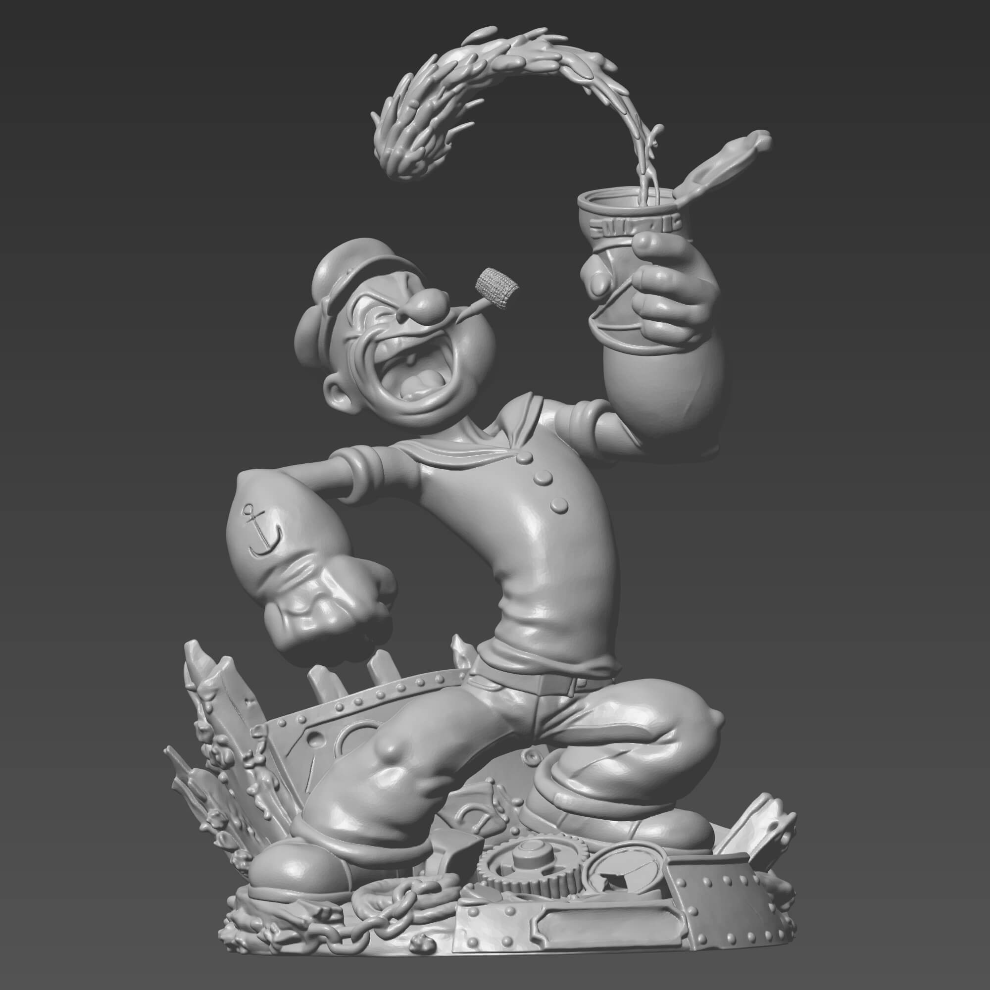 Popeye the Sailor Man 3D STL File Iconic Cartoon Character 3D Model