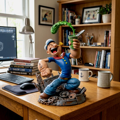 Popeye the Sailor Man 3D STL File, Iconic Cartoon Character