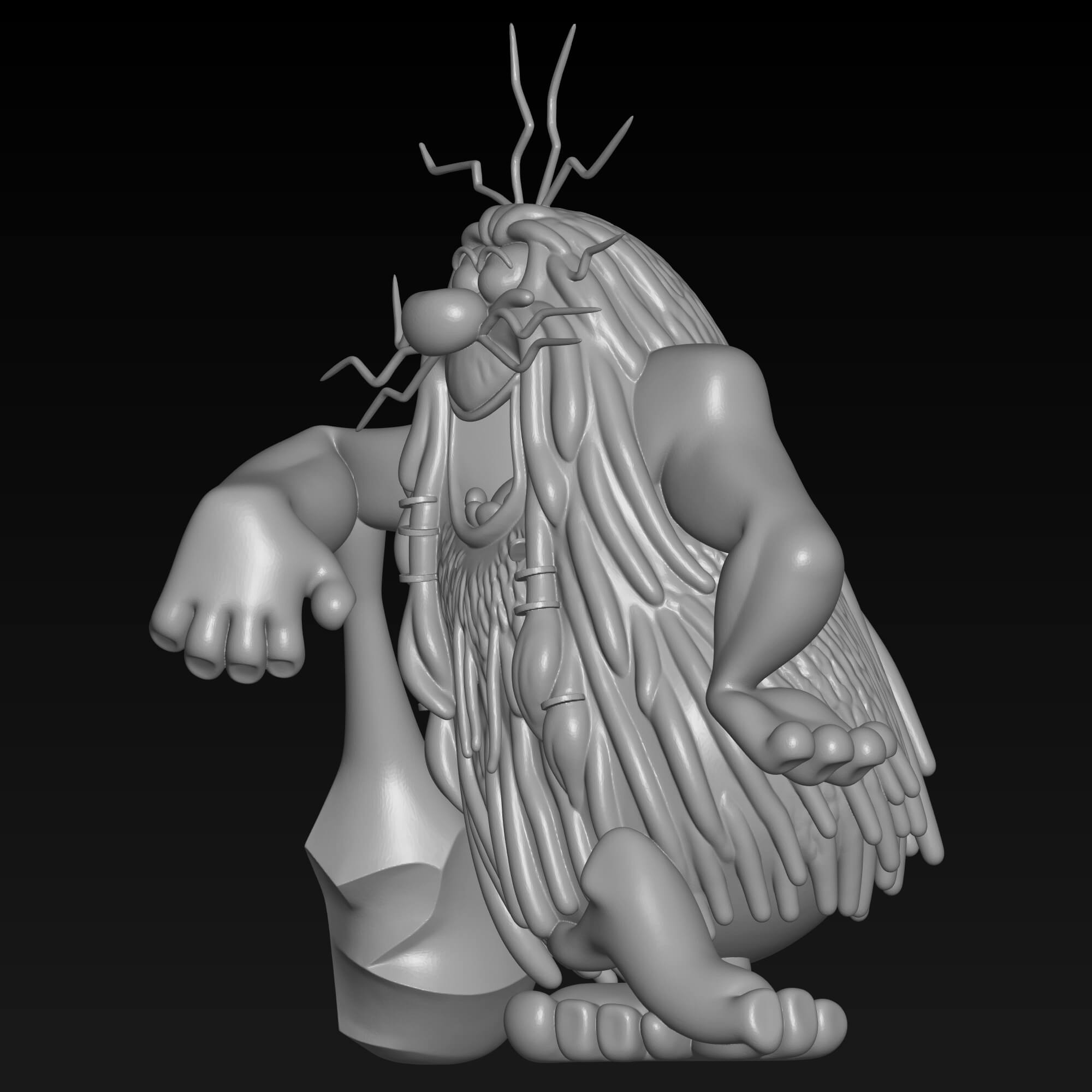 Captain Caveman 3D STL File Prehistoric Cartoon Character 3D Model