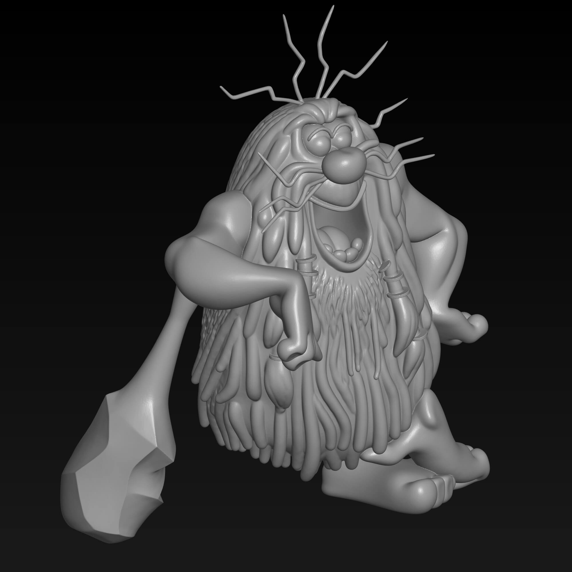Captain Caveman 3D STL File Prehistoric Cartoon Character 3D Model