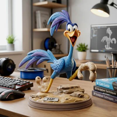 Road Runner Sculpture STL File 3D Printing Model