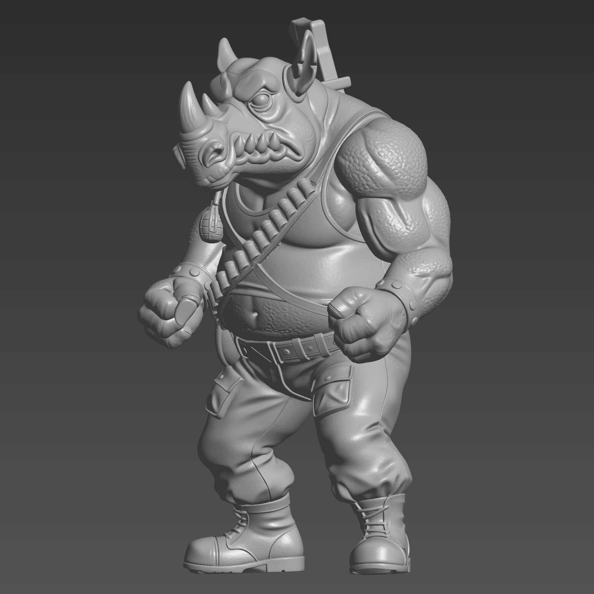 Rocksteady STL File for 3D Printing - Mutant Rhino Soldier 3D Model