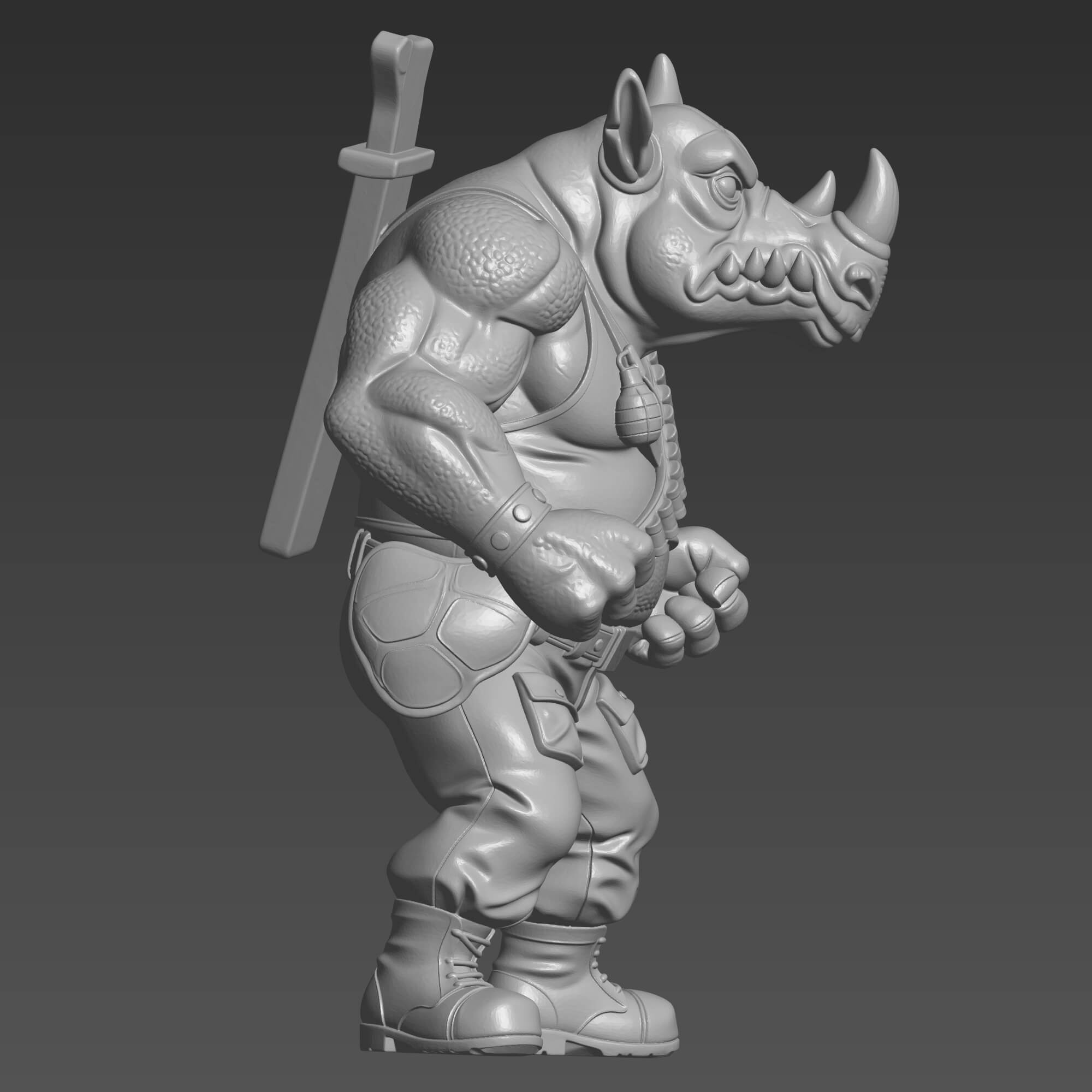 Rocksteady STL File for 3D Printing - Mutant Rhino Soldier 3D Model