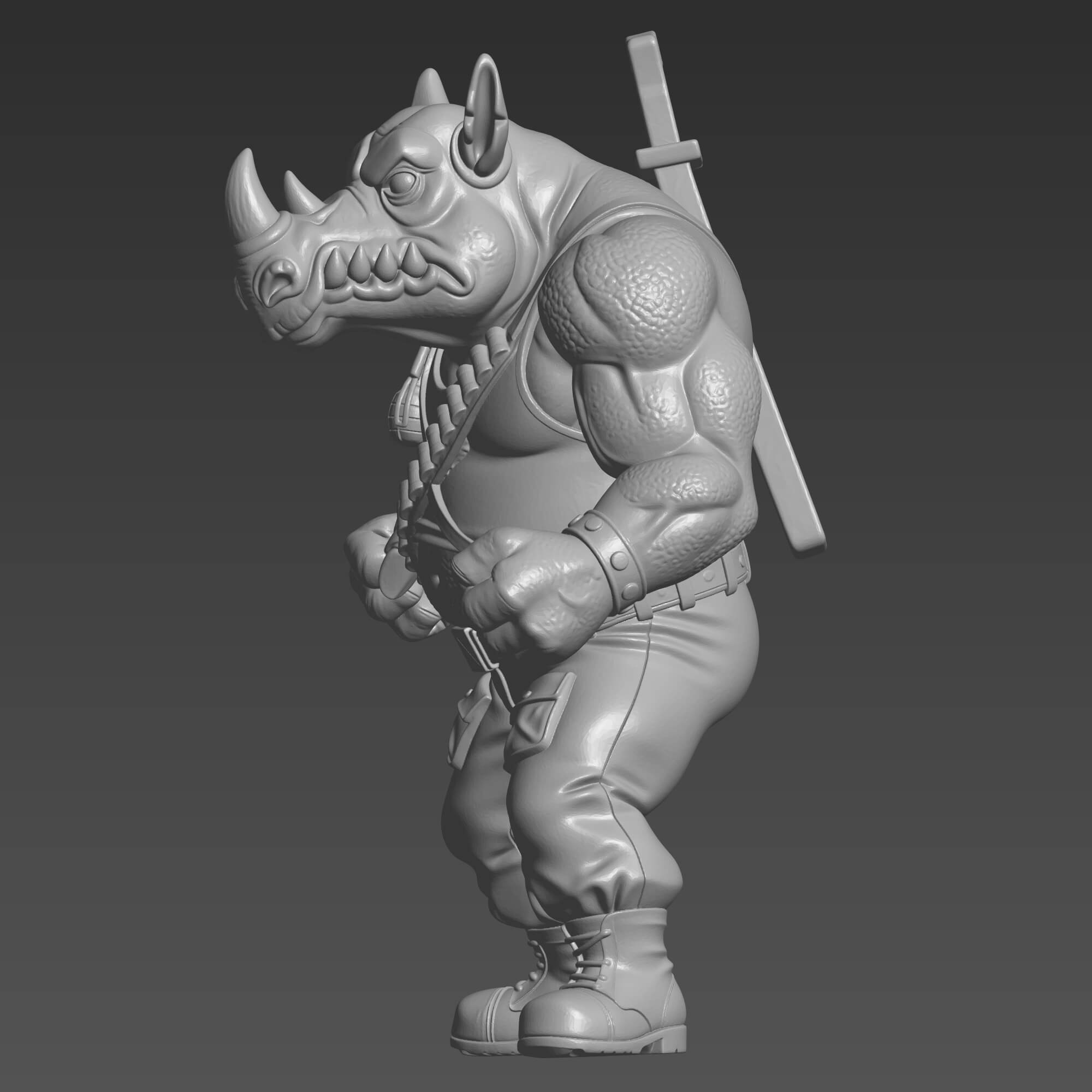 Rocksteady STL File for 3D Printing - Mutant Rhino Soldier 3D Model