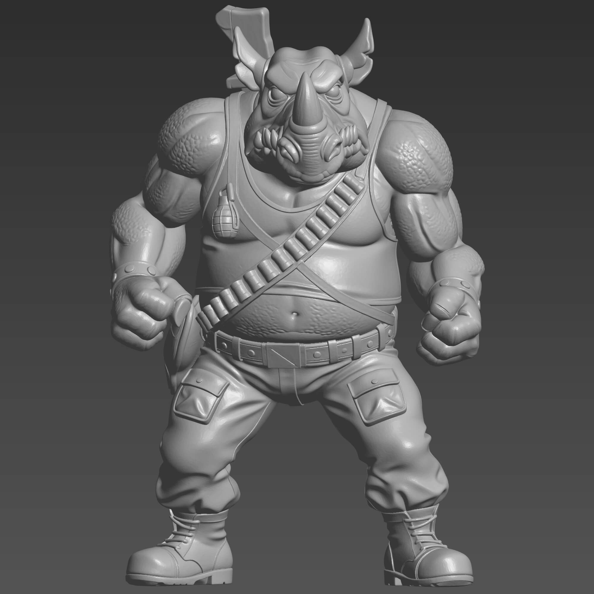 Rocksteady STL File for 3D Printing - Mutant Rhino Soldier 3D Model