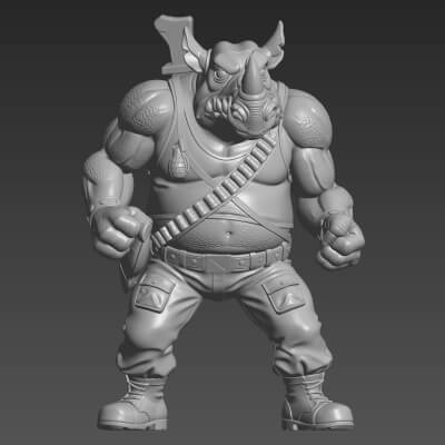 Rocksteady STL File for 3D Printing - Mutant Rhino Soldier