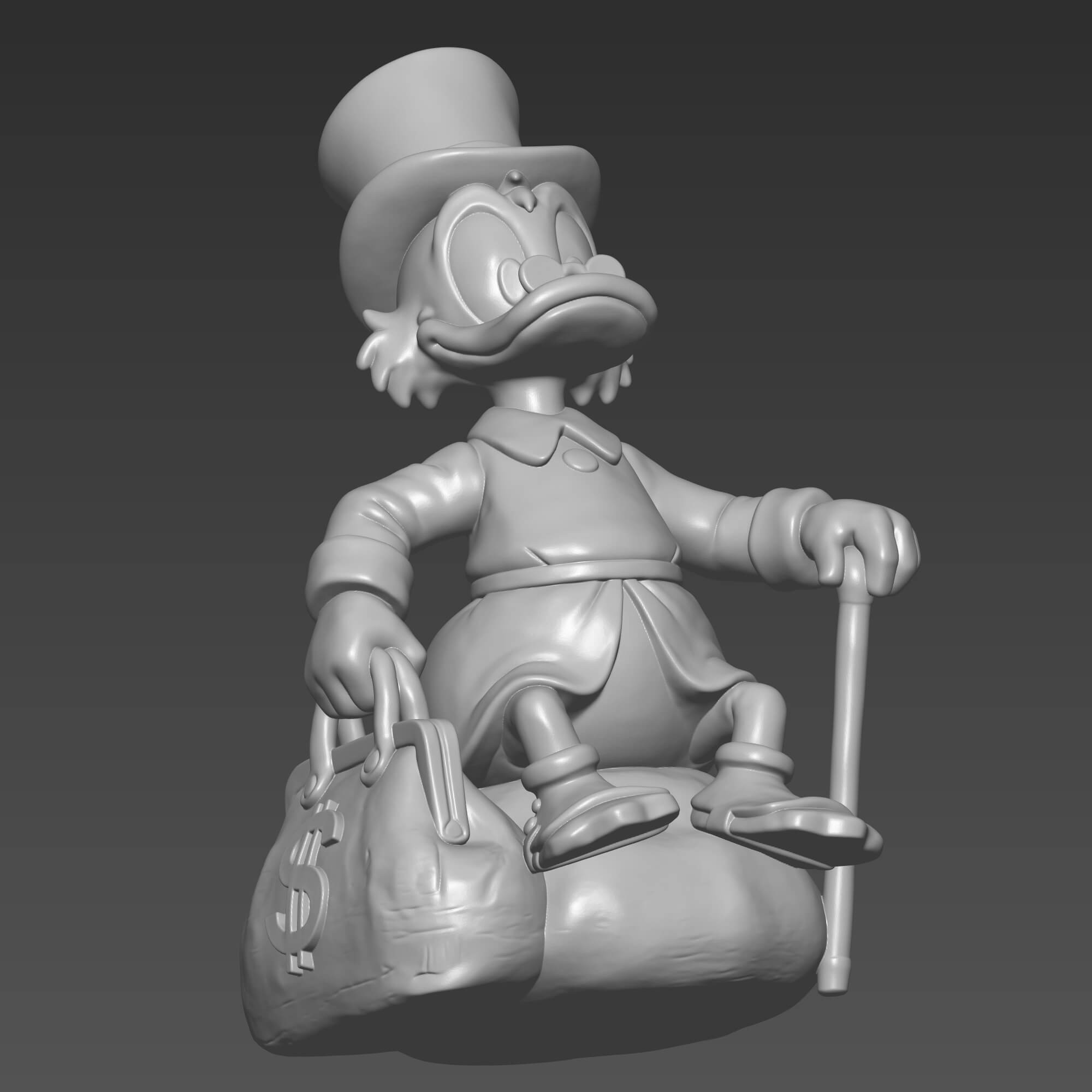 Scrooge McDuck 3D Print STL Money Bag Functional Desk Decor 3D Model